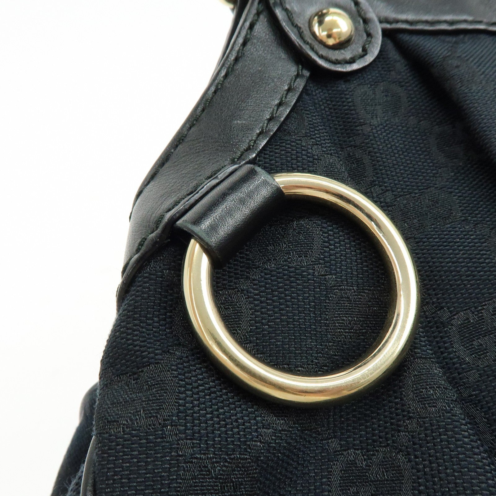 GUCCI Sukey GG Canvas Leather Tote Bag Hand Bag Black