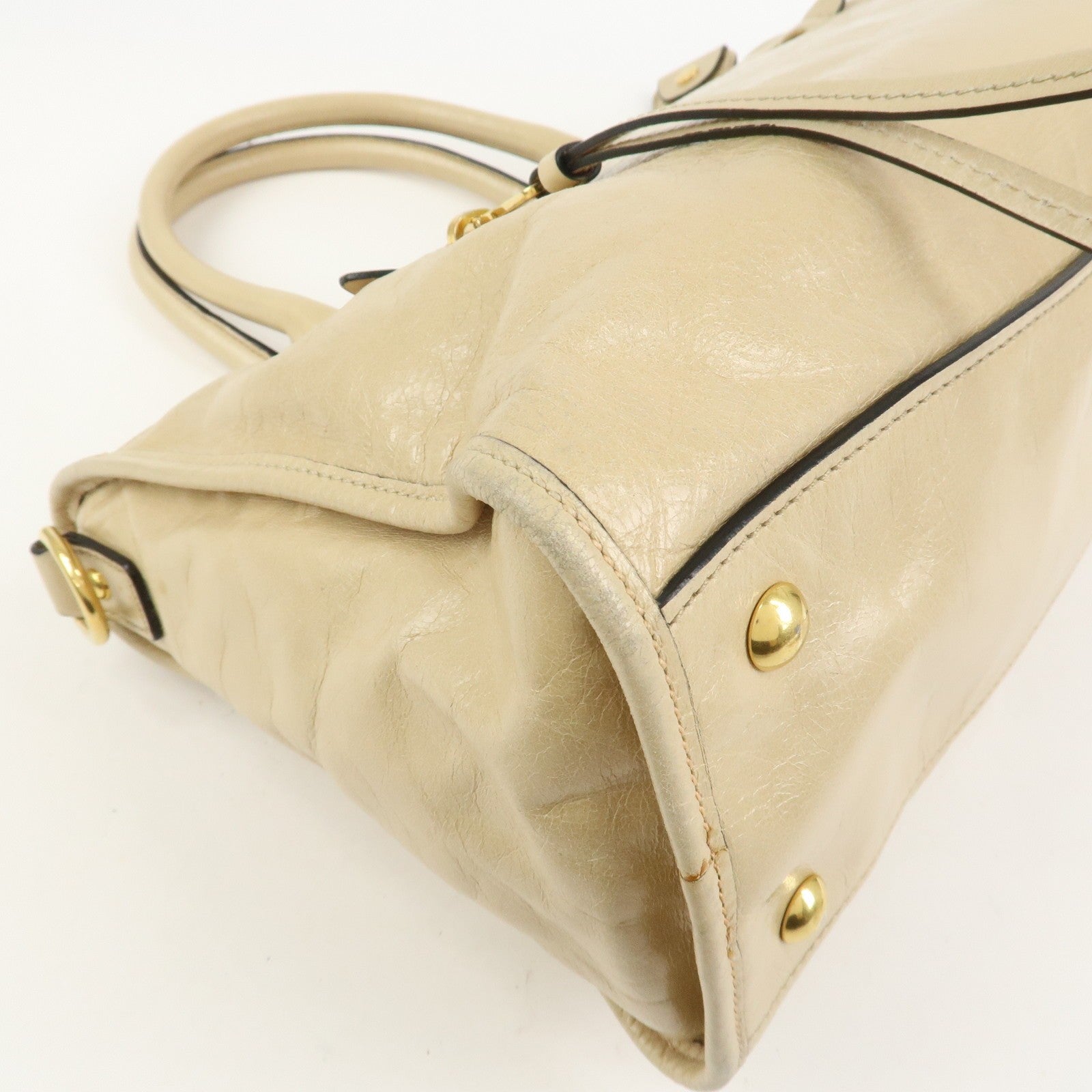 Miu Miu Logo Leather 2Way Bag - Beige, Leather