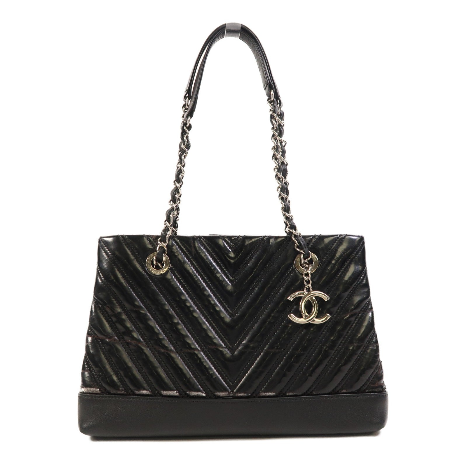 Chanel CC SHW Chain Shoulder Bag - Black, Leather