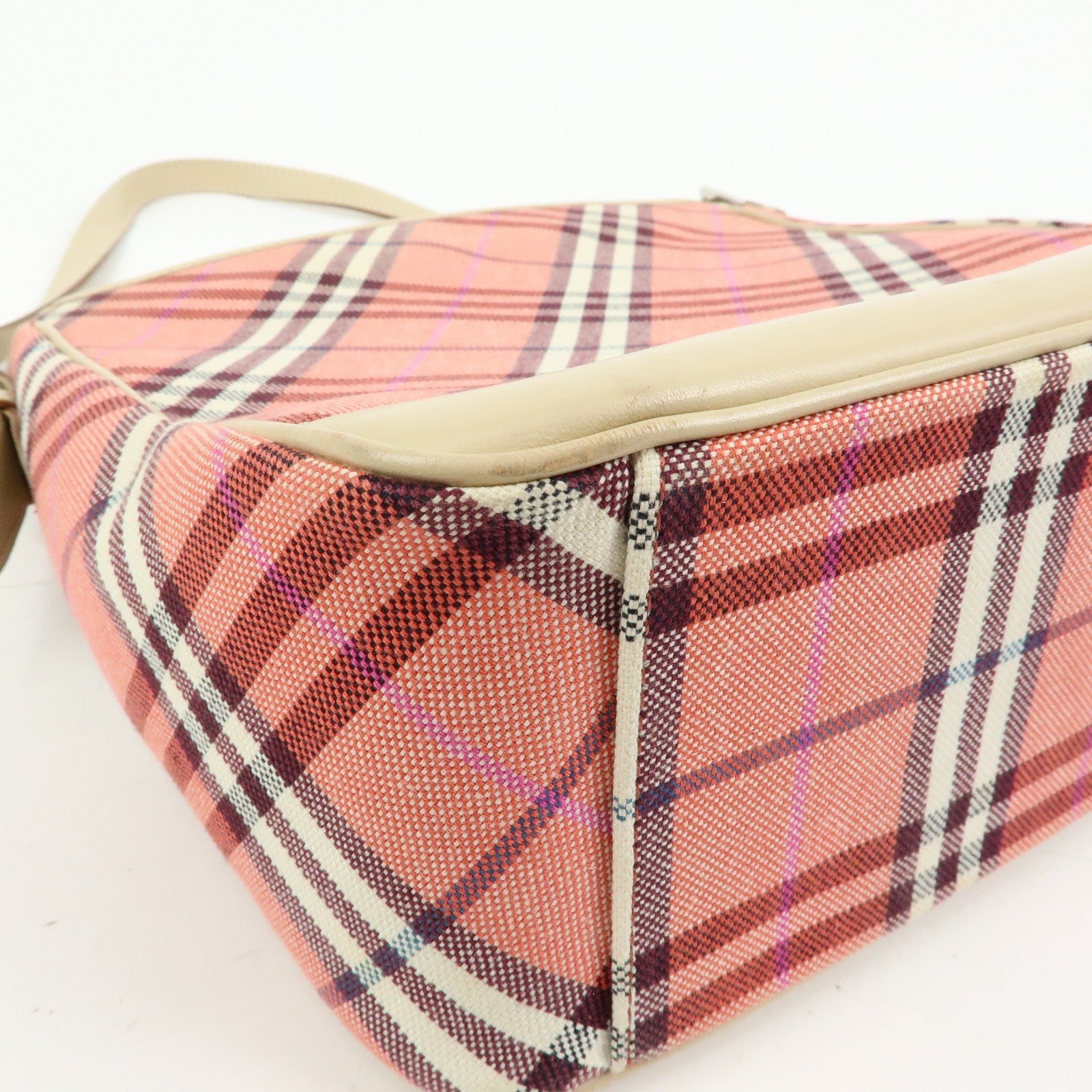 Burberry Shoulder Bag - Pink, Beige, Canvas, Leather