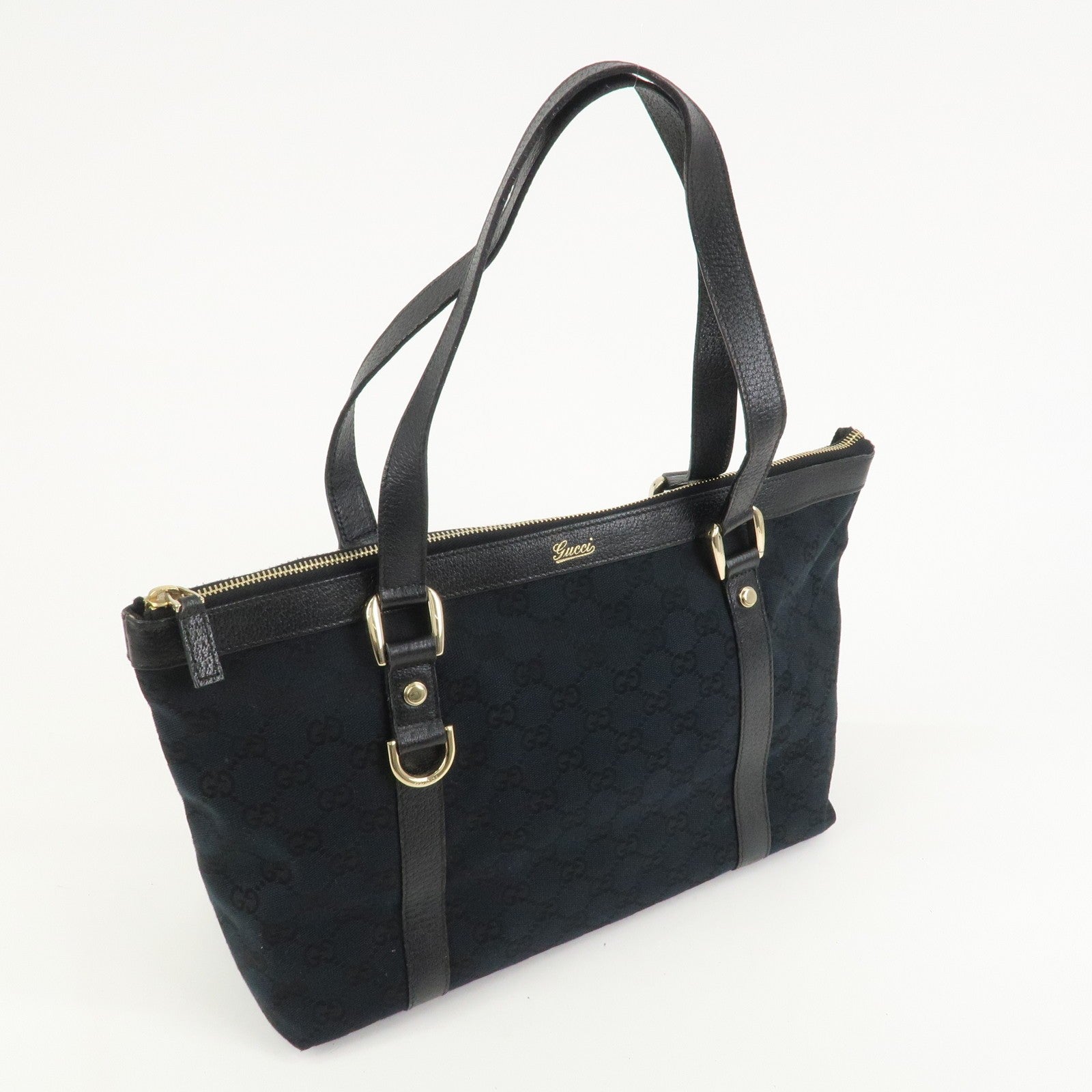 Gucci Abbey Tote Bag - Black, GG Canvas, Leather