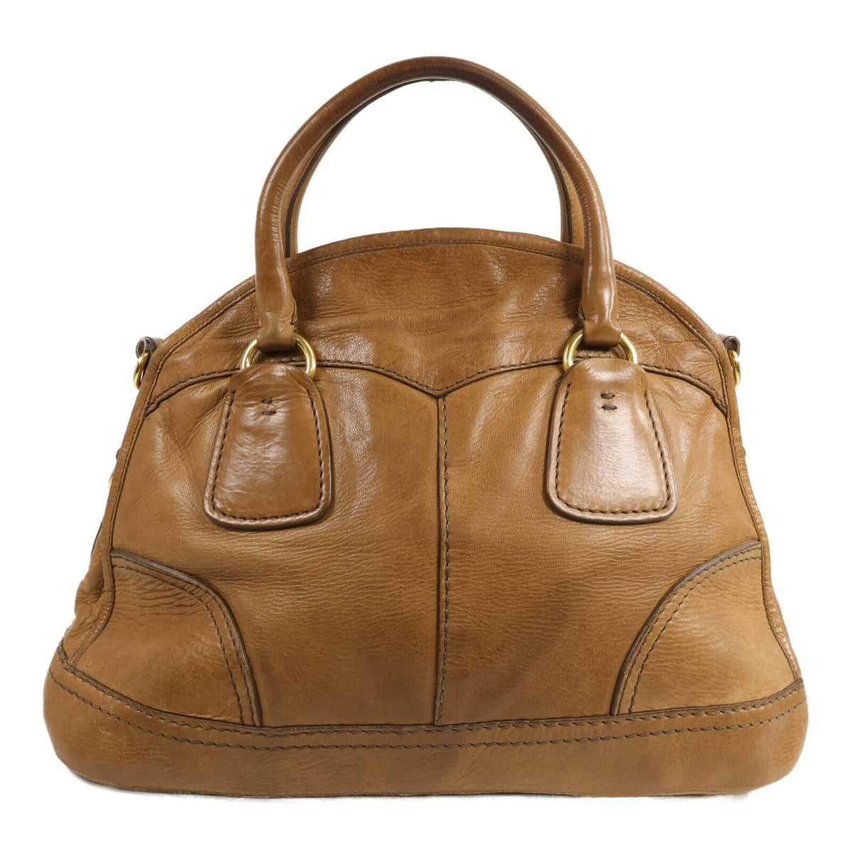 Prada Cervo Shine Bauletto Shoulder Bag - Brown, Deerskin Leather