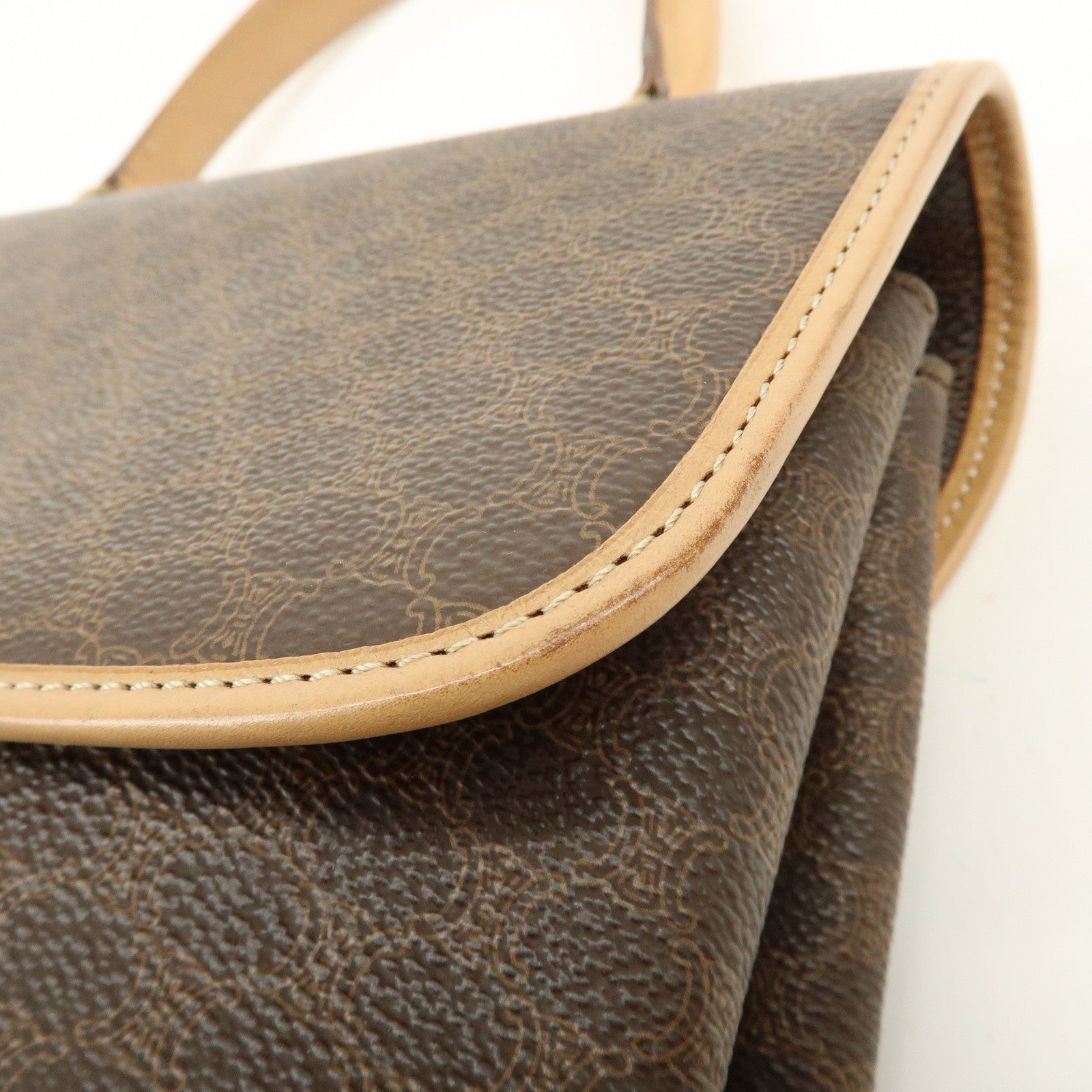Celine Macadam Hand Bag - Brown Beige, PVC Leather