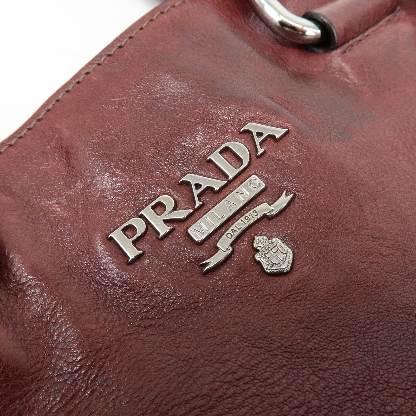Prada Triangle Logo Tote Bag - Bordeaux, Leather