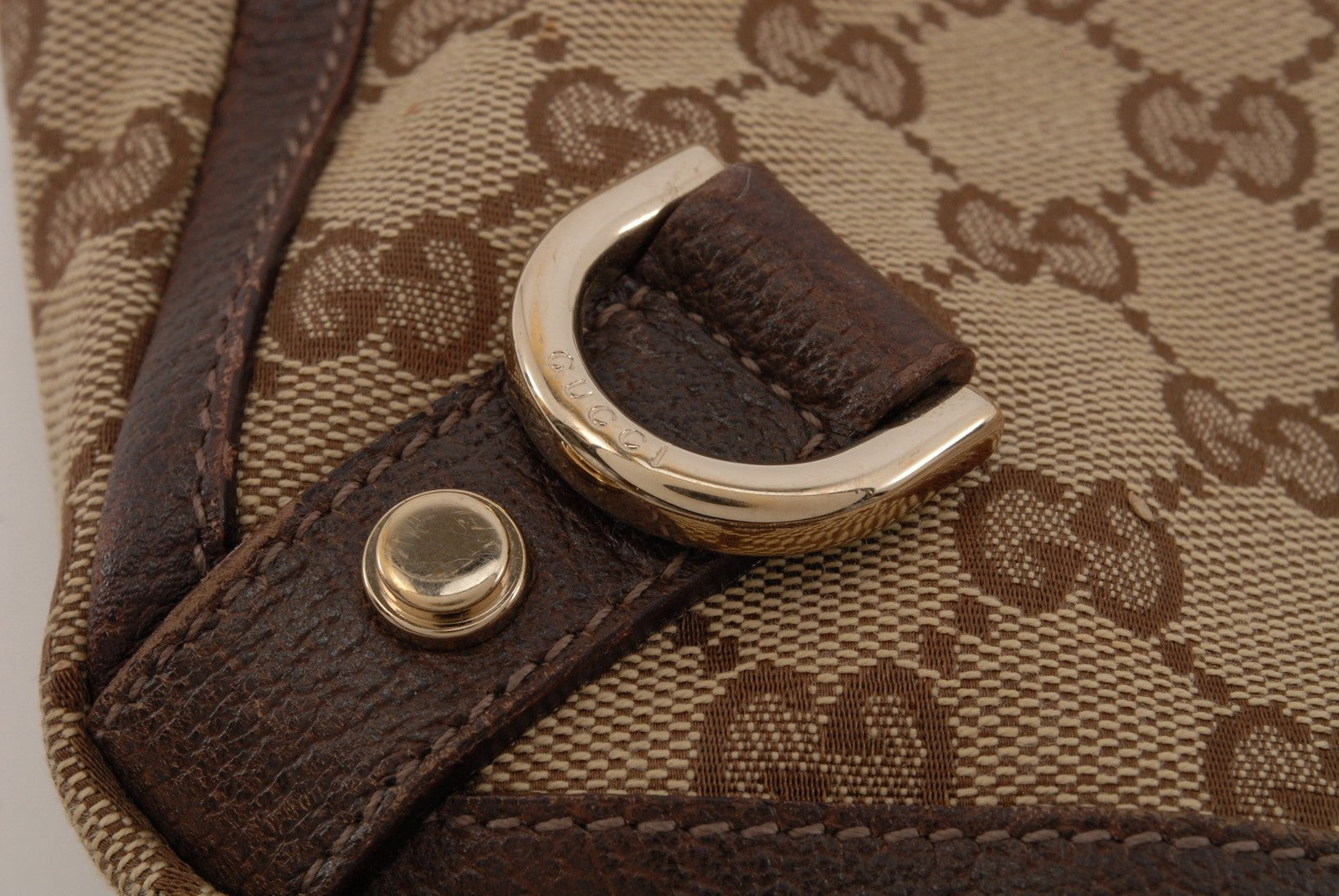 Gucci GG Canvas Tote Bag - Beige Brown, Canvas Leather
