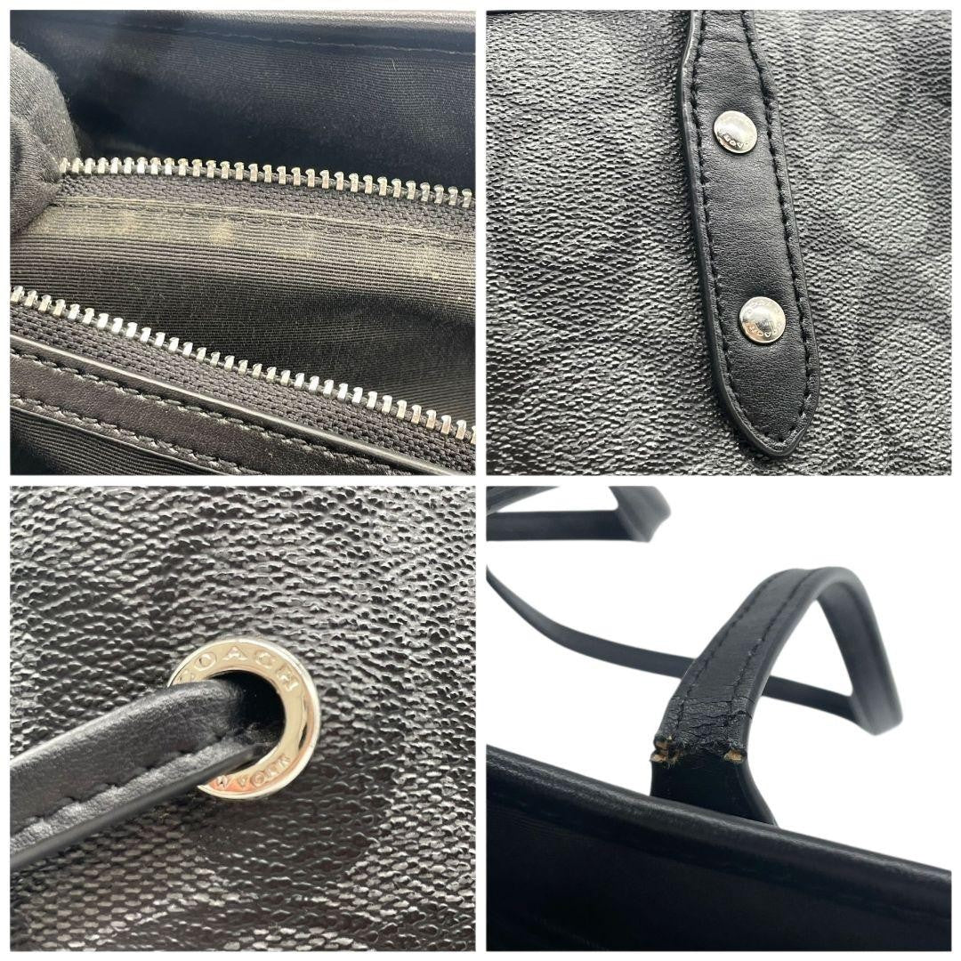 Coach Signature One Shoulder Tote Bag - Black, PVC