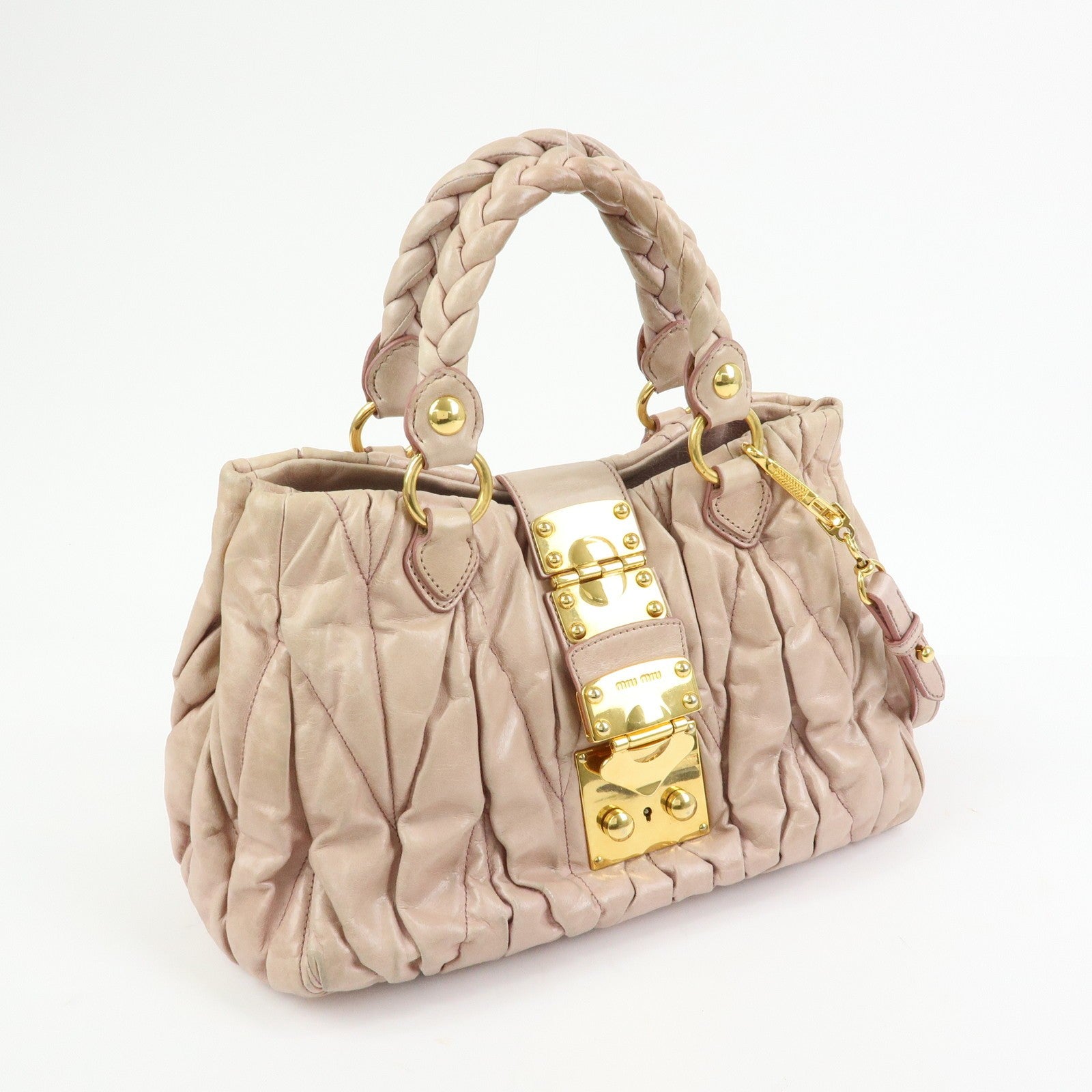 Miu Miu Matelasse 2Way Bag - Pink Beige, Leather