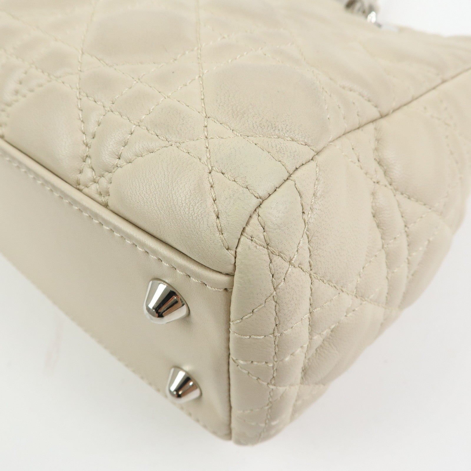 Christian Dior Lady Dior Hand Bag - Ivory, Lamb Skin