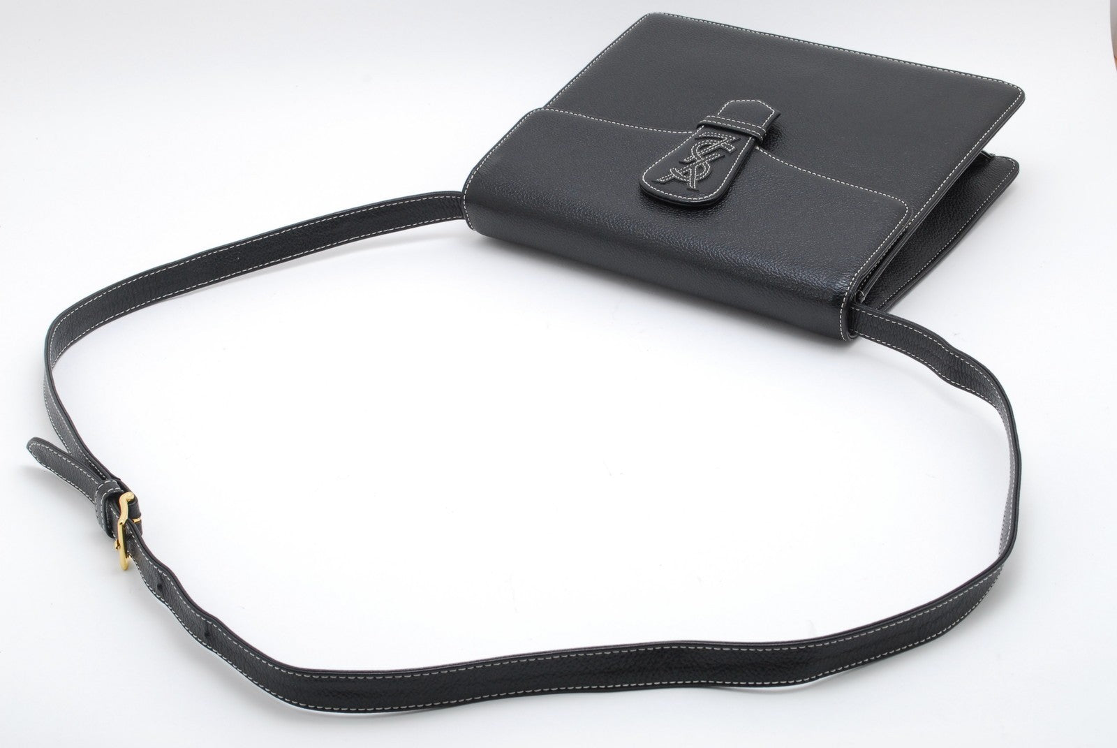 Saint Laurent Yves Shoulder Tote Stitch Bag - Black, Leather