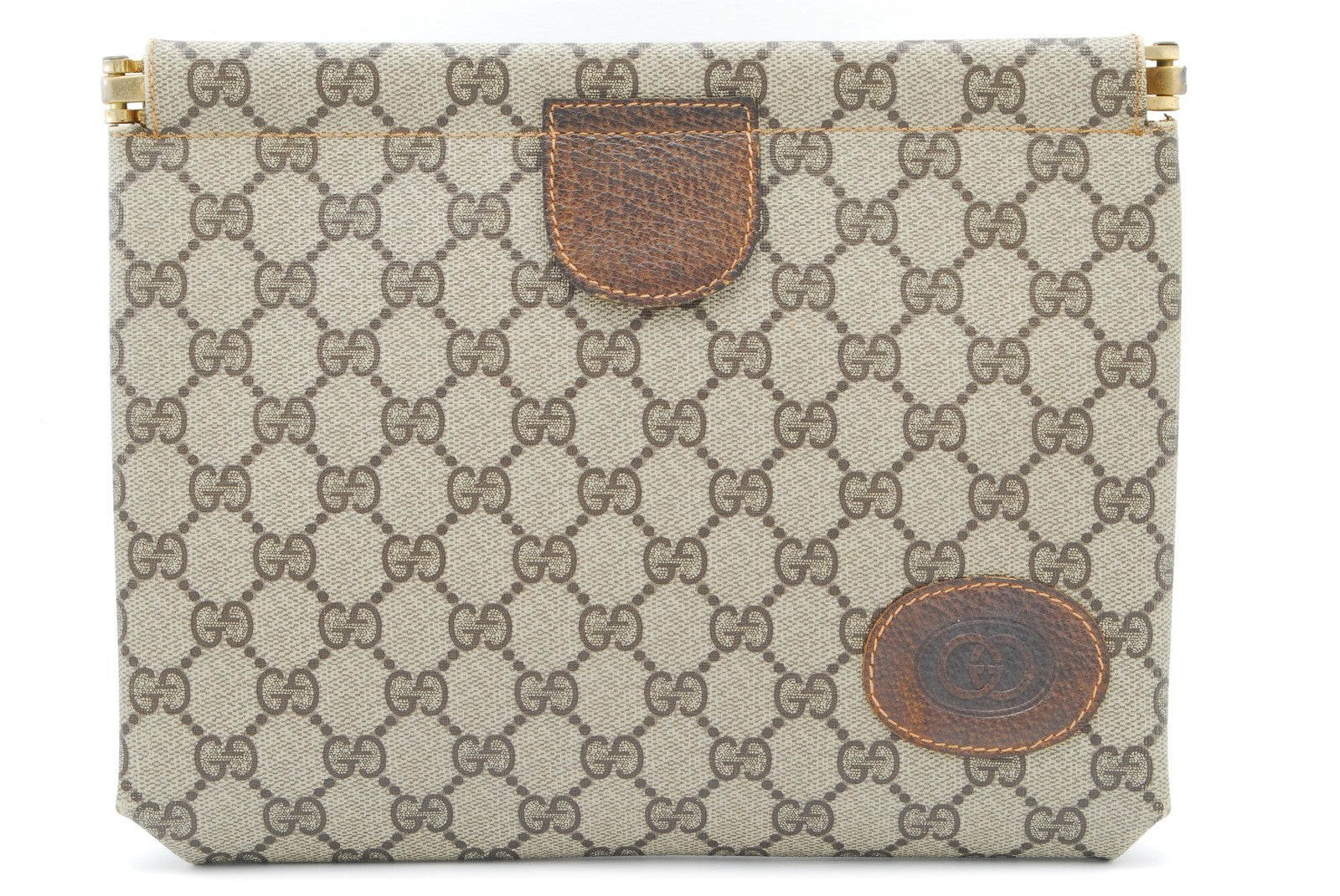 Gucci GG Supreme Clutch Bag - Brown, PVC Leather
