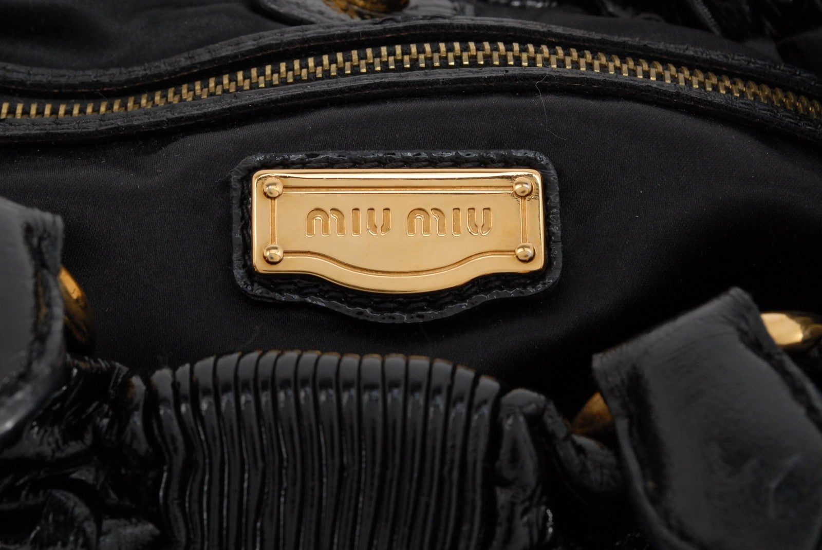 Miu Miu 142 Tote Shoulder Bag - Black, Patent Leather