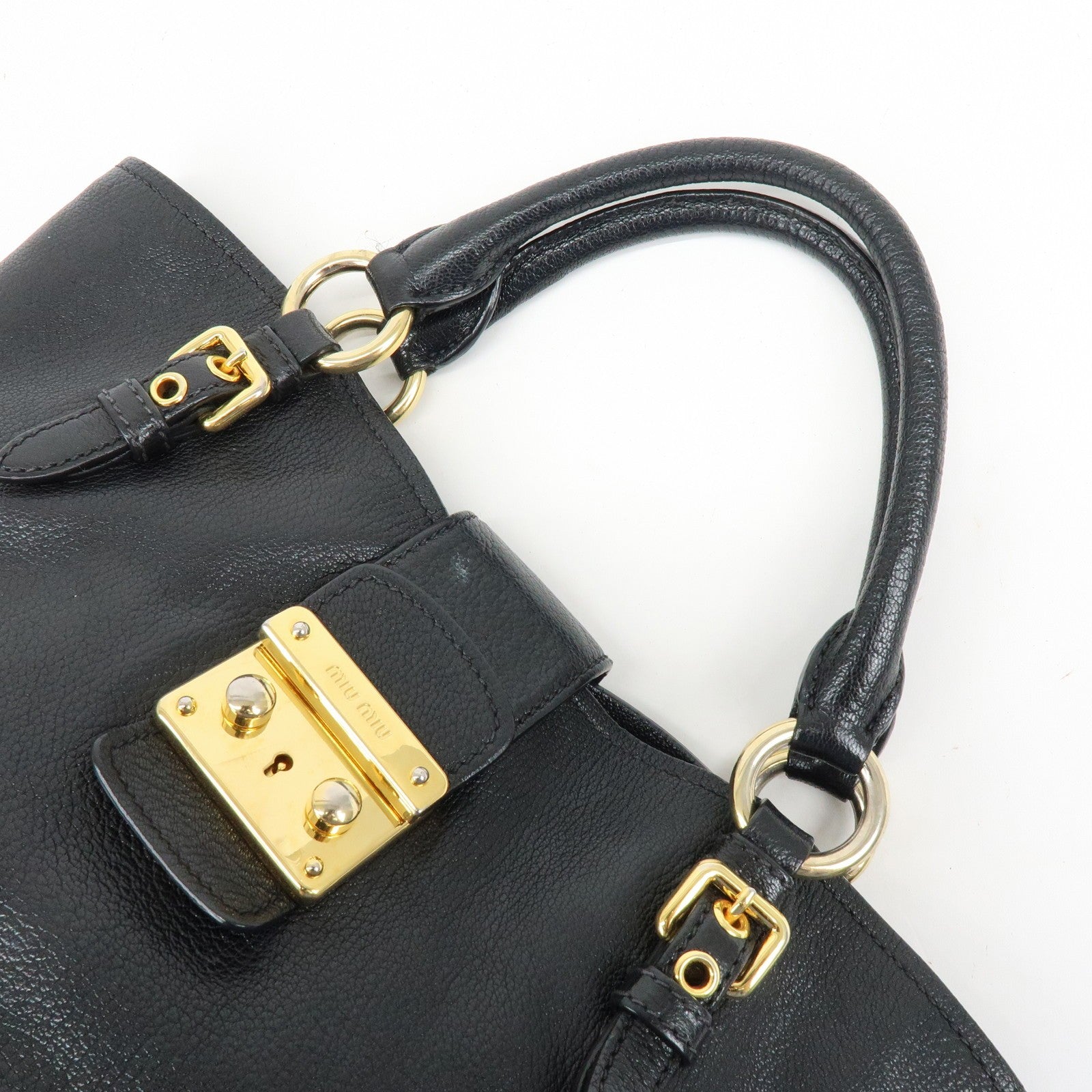 Miu Miu Madras Hand Bag - Black, Leather