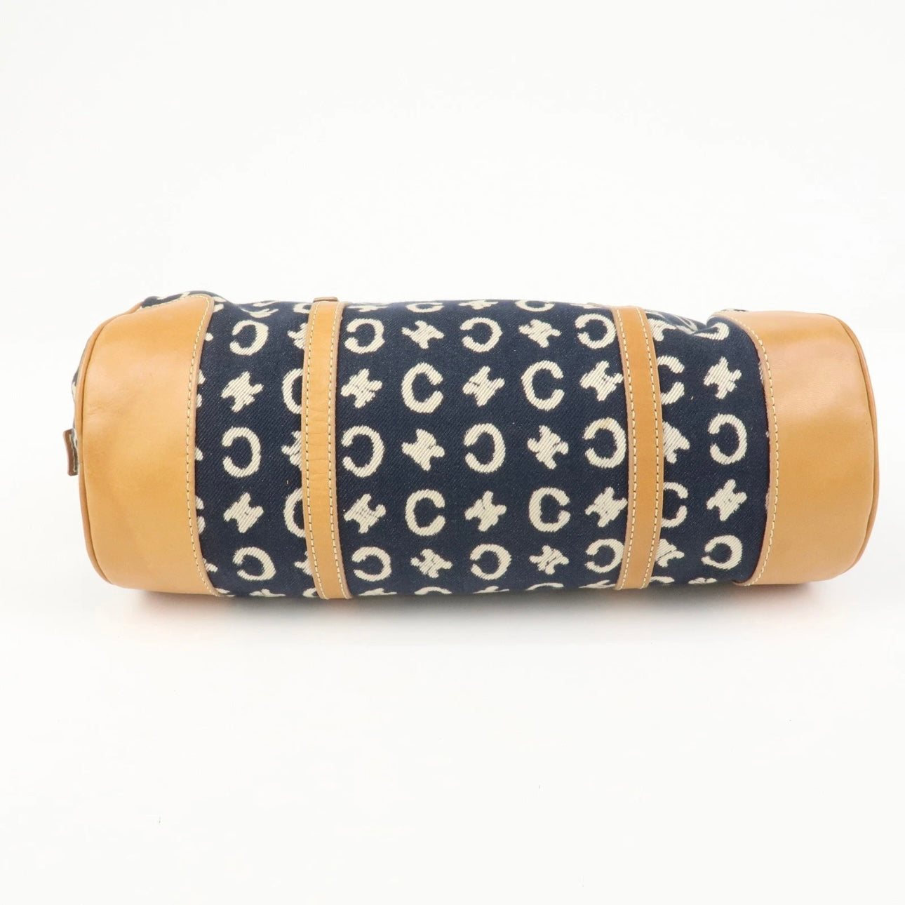CELINE C Macadam Canvas Leather Shoulder Bag Navy