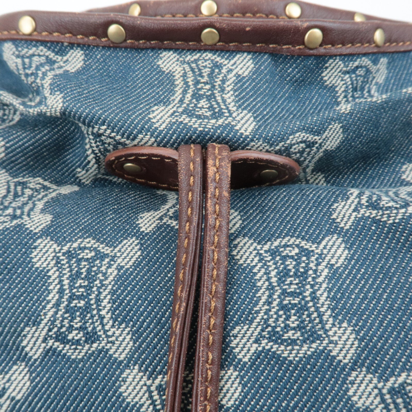 Celine Macadam Denim Leather Bitter Sweet Shoulder Bag - Blue/Brown, Denim/Leather