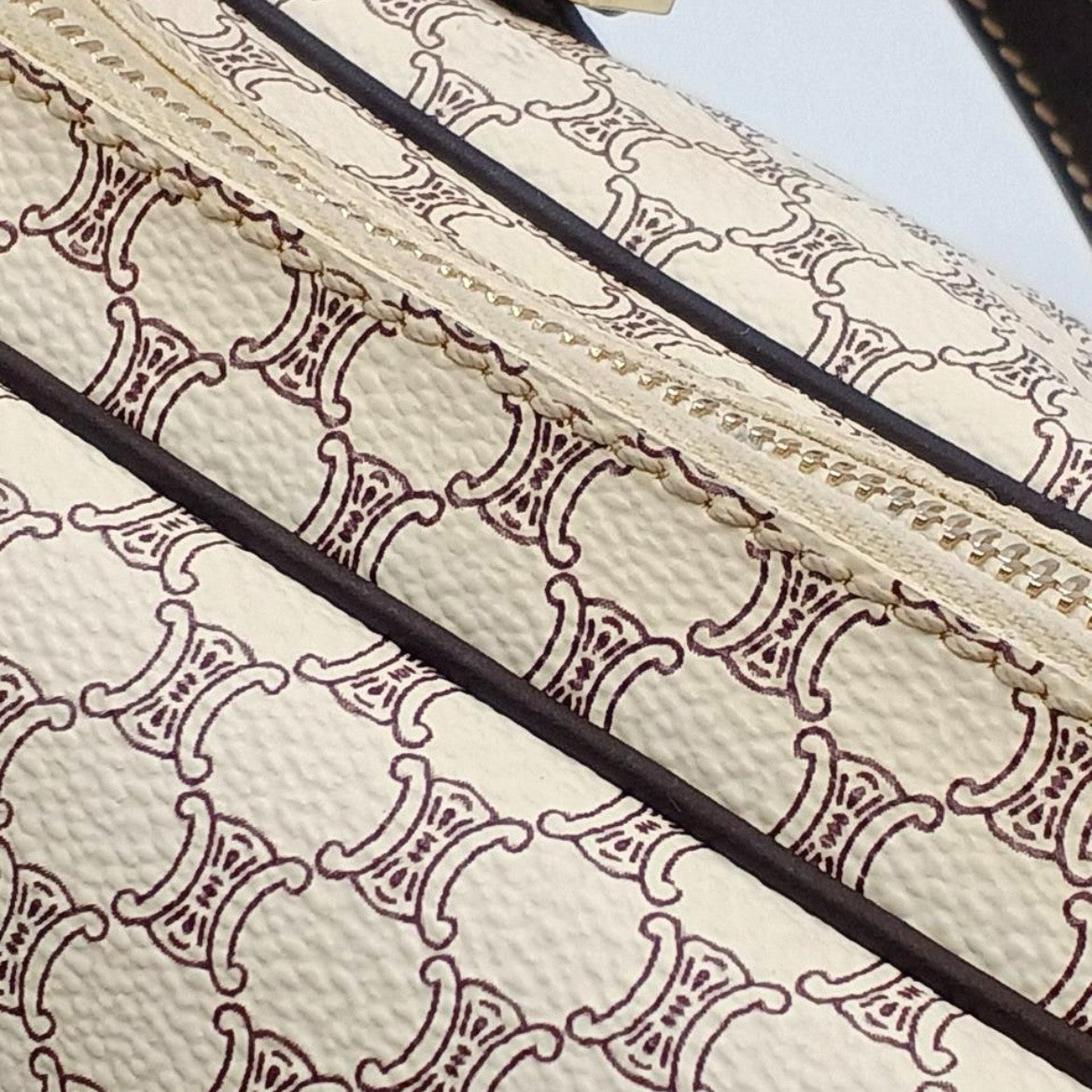 Celine Macadam Mini Boston Hand Bag - Ivory, PVC Leather