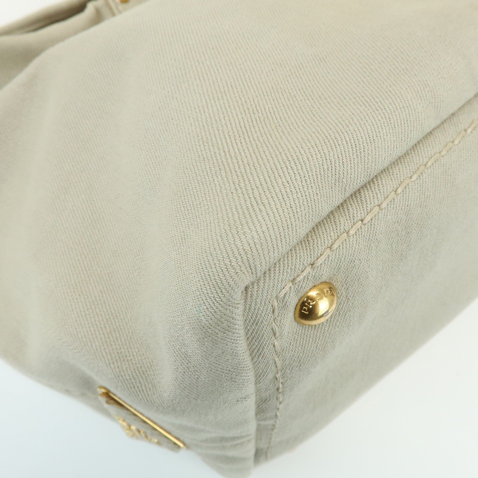 Prada Triangle Logo Tote Bag - Light Beige, Denim