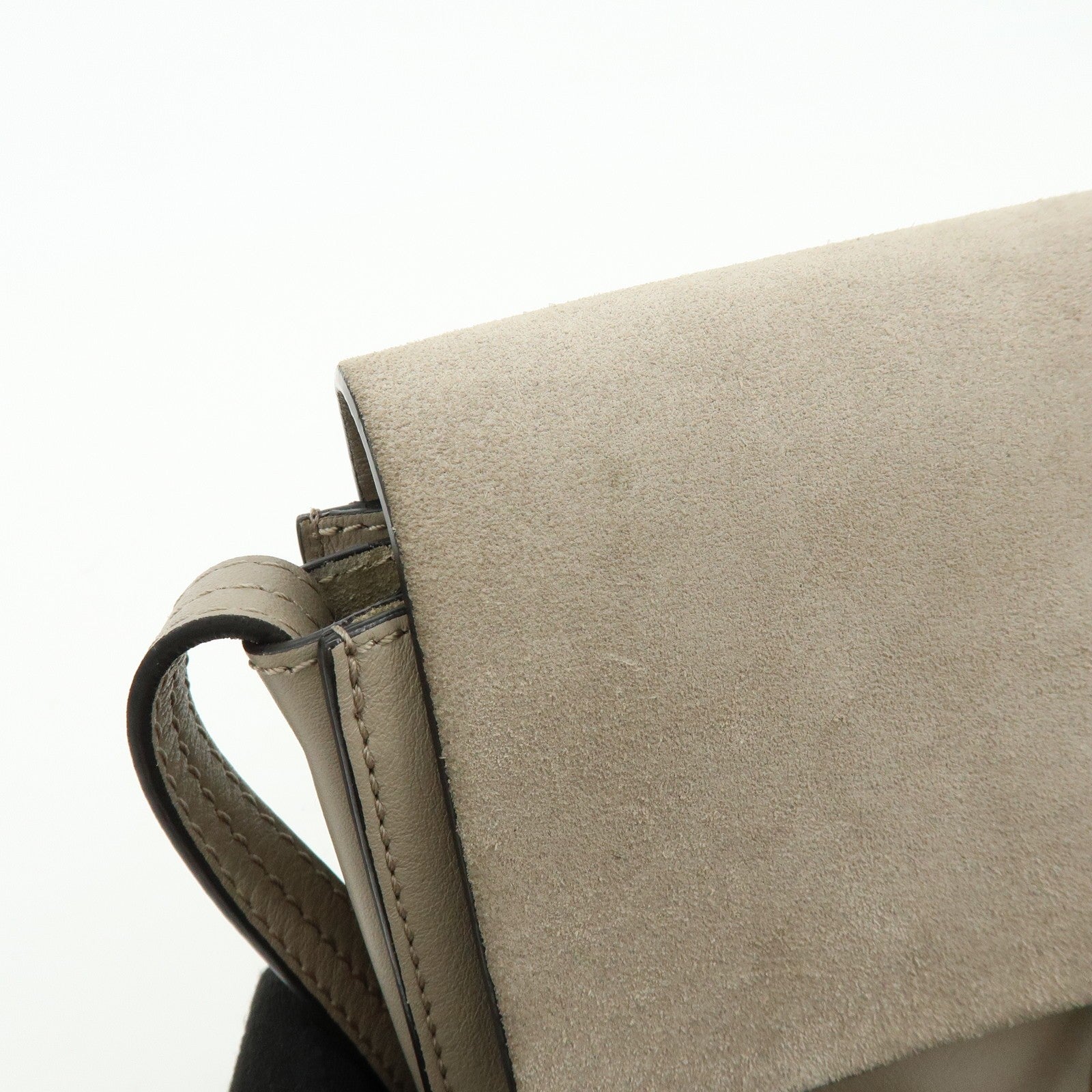 Chloe Faye Shoulder Bag - Greige, Suede Leather