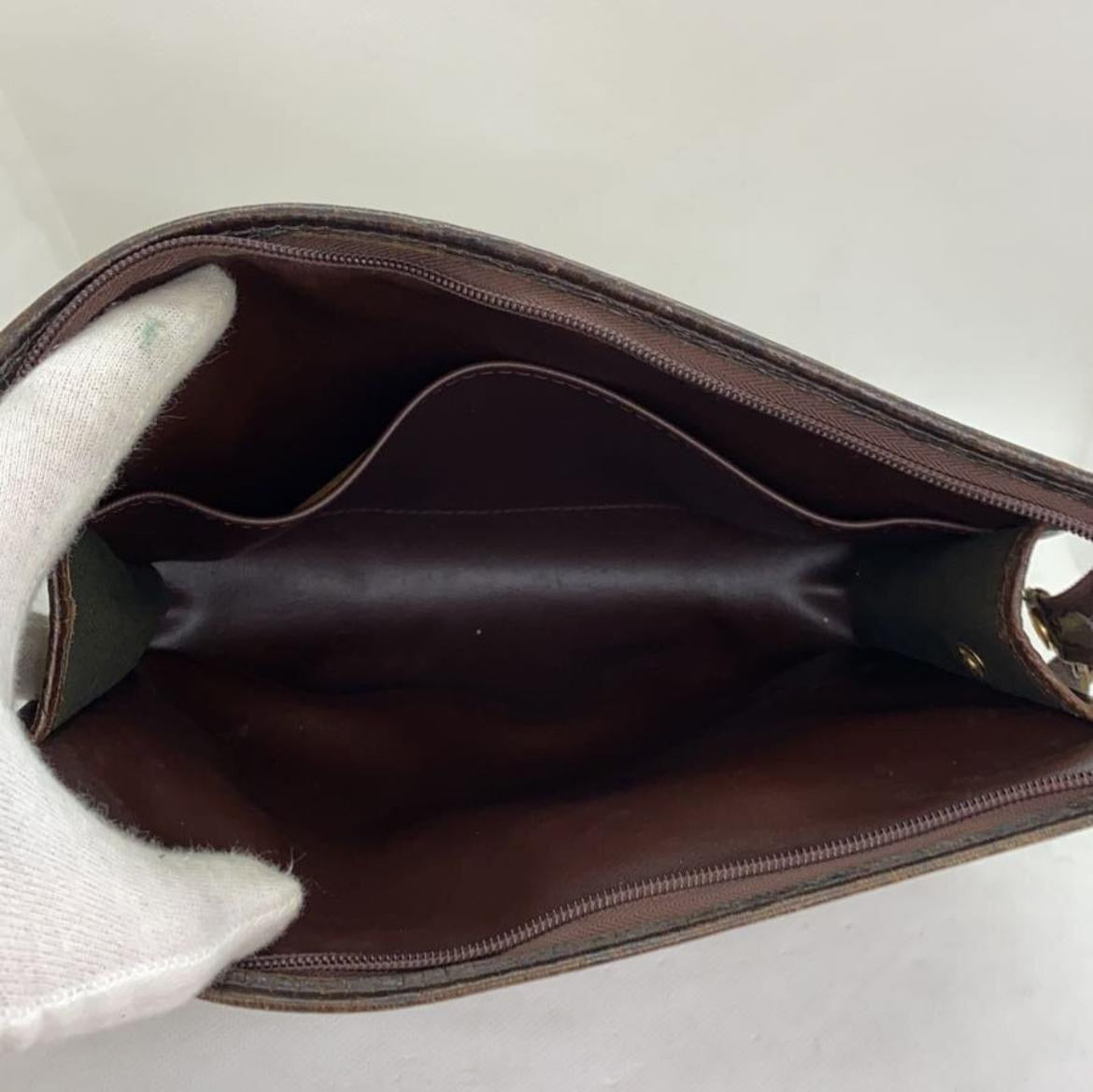 Burberry Nova Check Clutch Pouch Bag - Brown, Leather Fabric