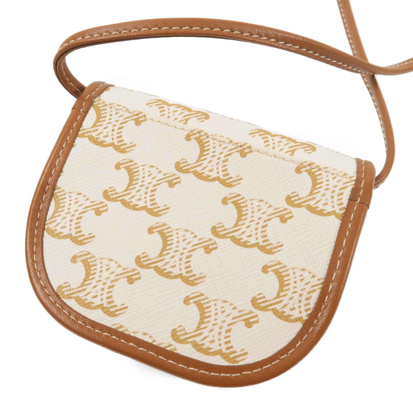 Celine Coin Purse With Strap - Brown, PVC Coated Canvas