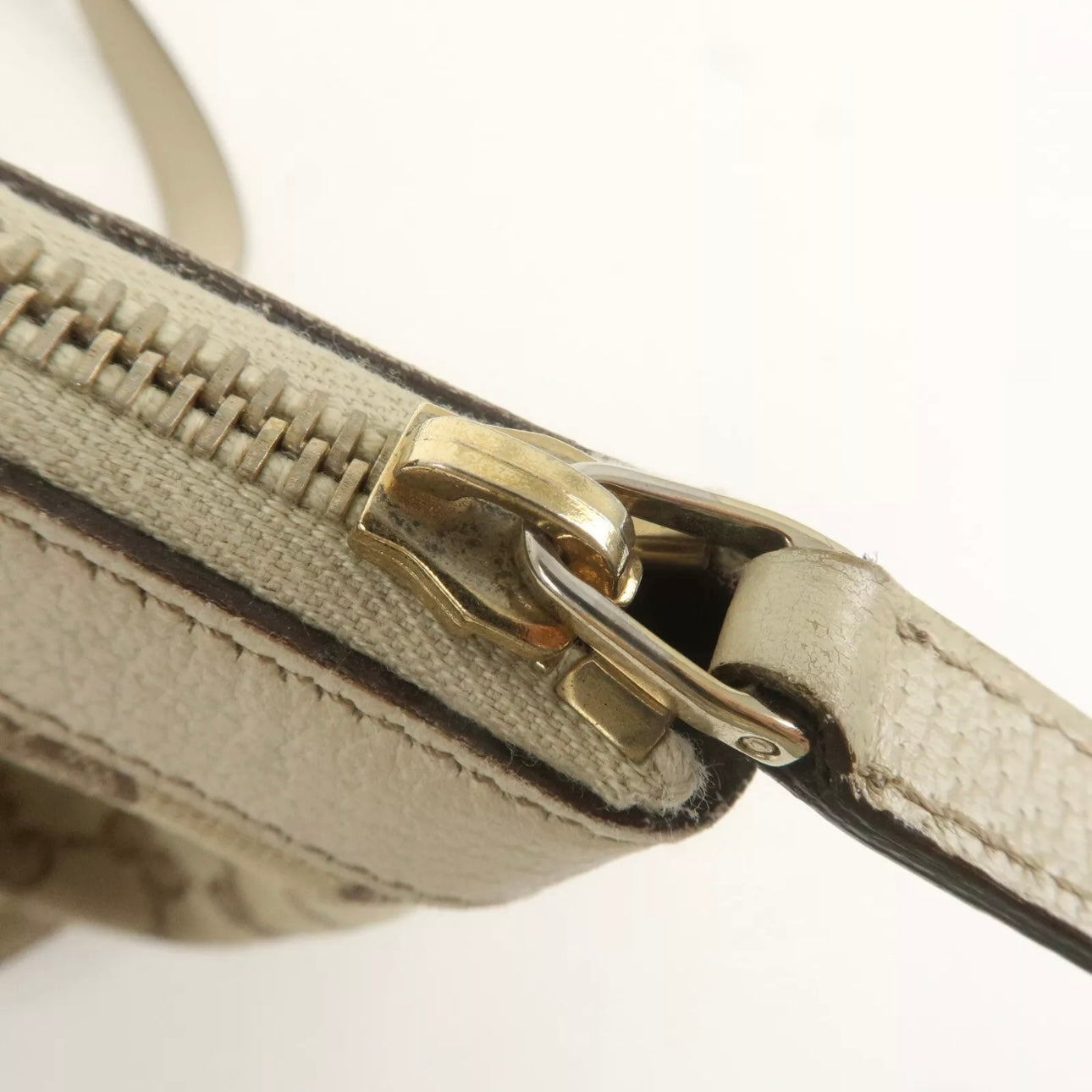 Gucci Abbey GG Canvas Leather Tote Bag Beige Ivory