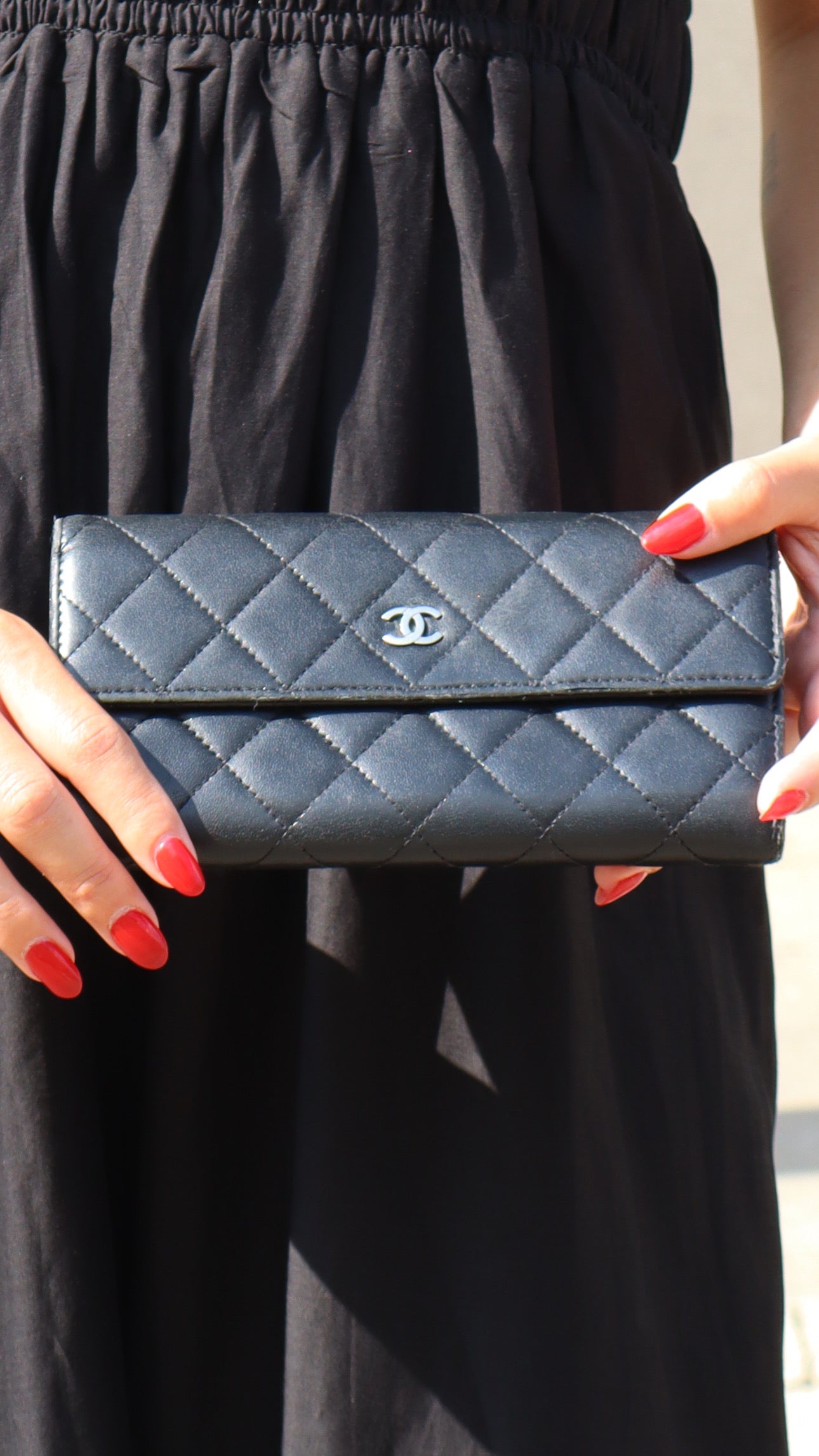 Matelasse Coco Mark Flap Long Wallet Lambskin