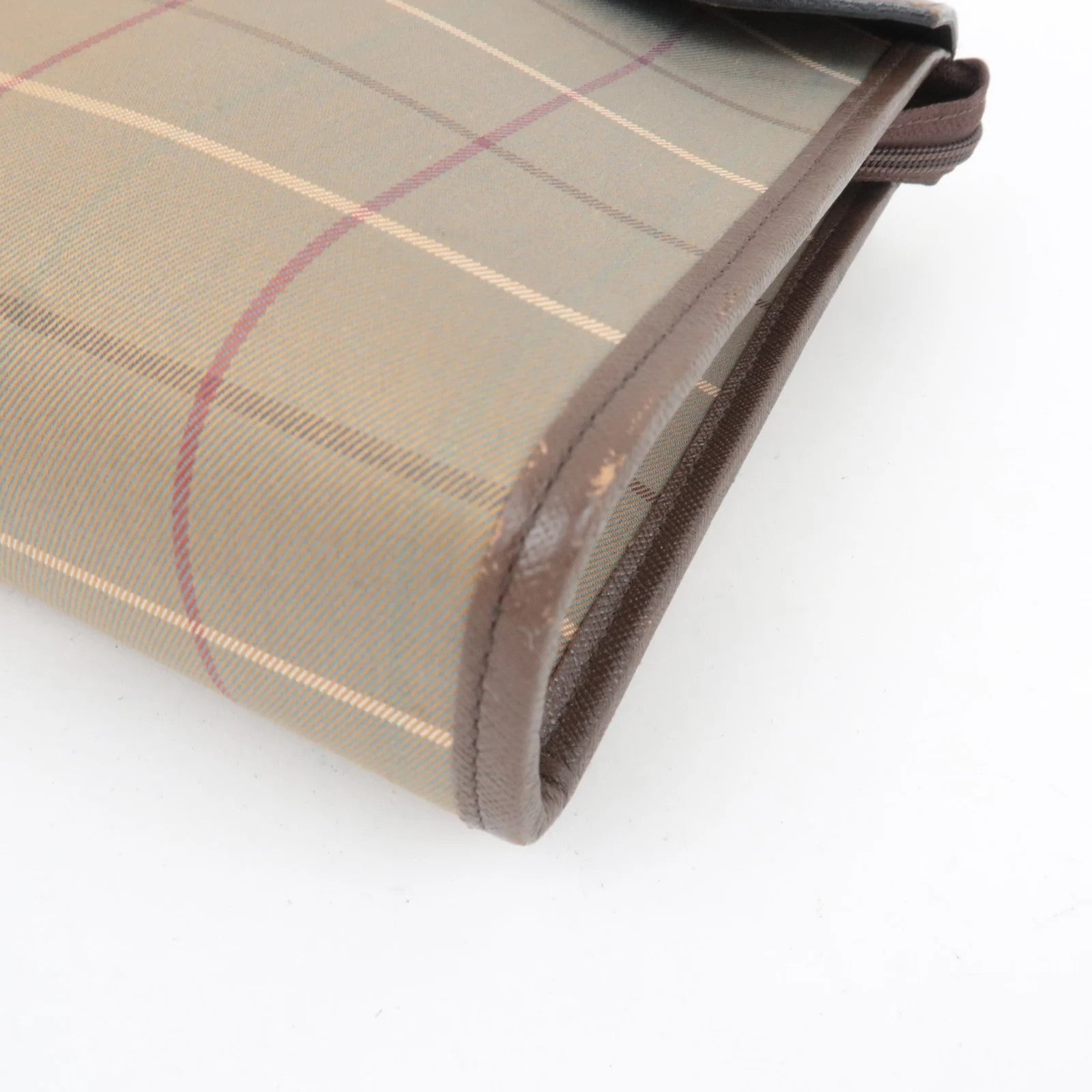 Burberry Plaid Clutch Bag - Beige Brown, Canvas Leather
