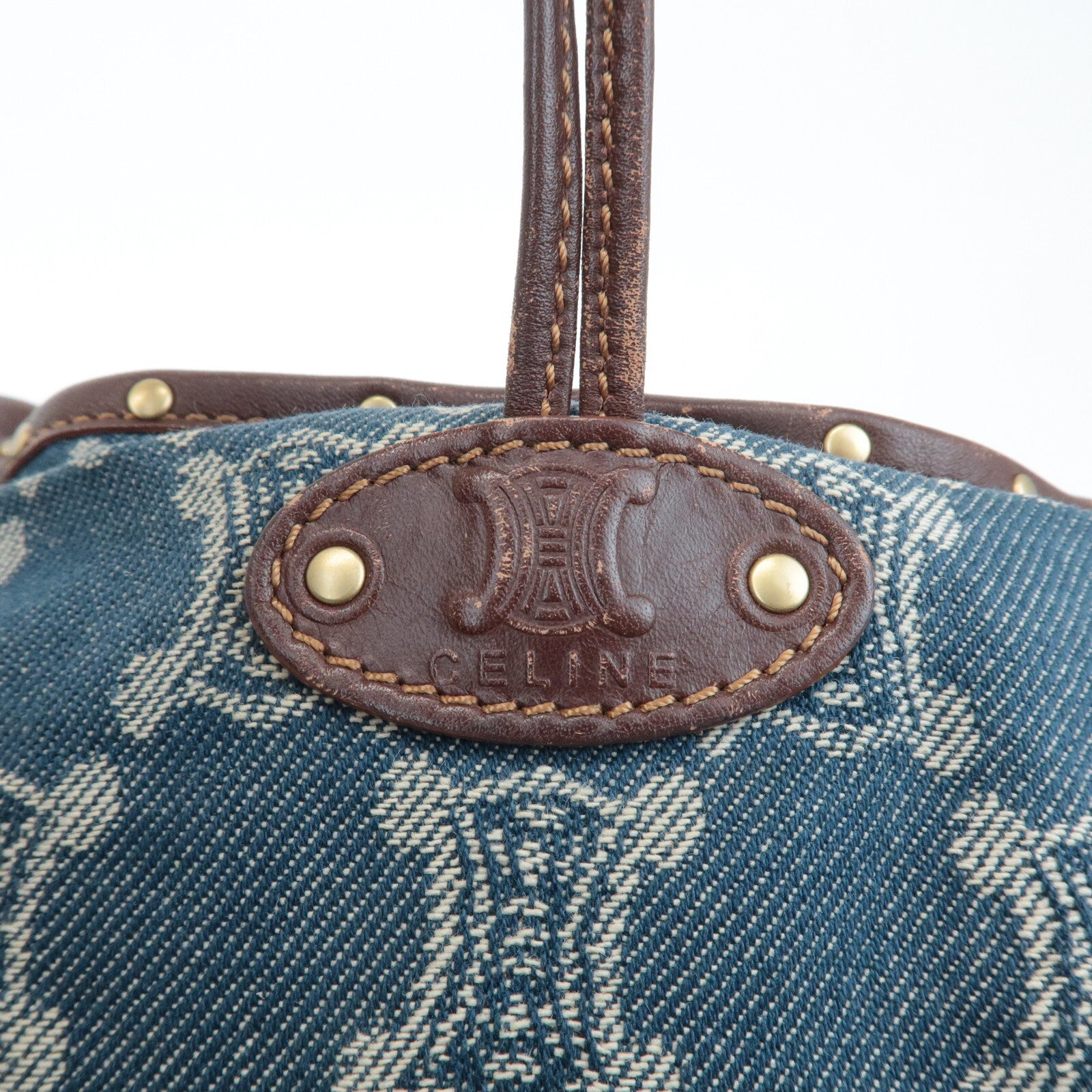 Celine Macadam Denim Leather Bitter Sweet Shoulder Bag - Blue/Brown, Denim/Leather