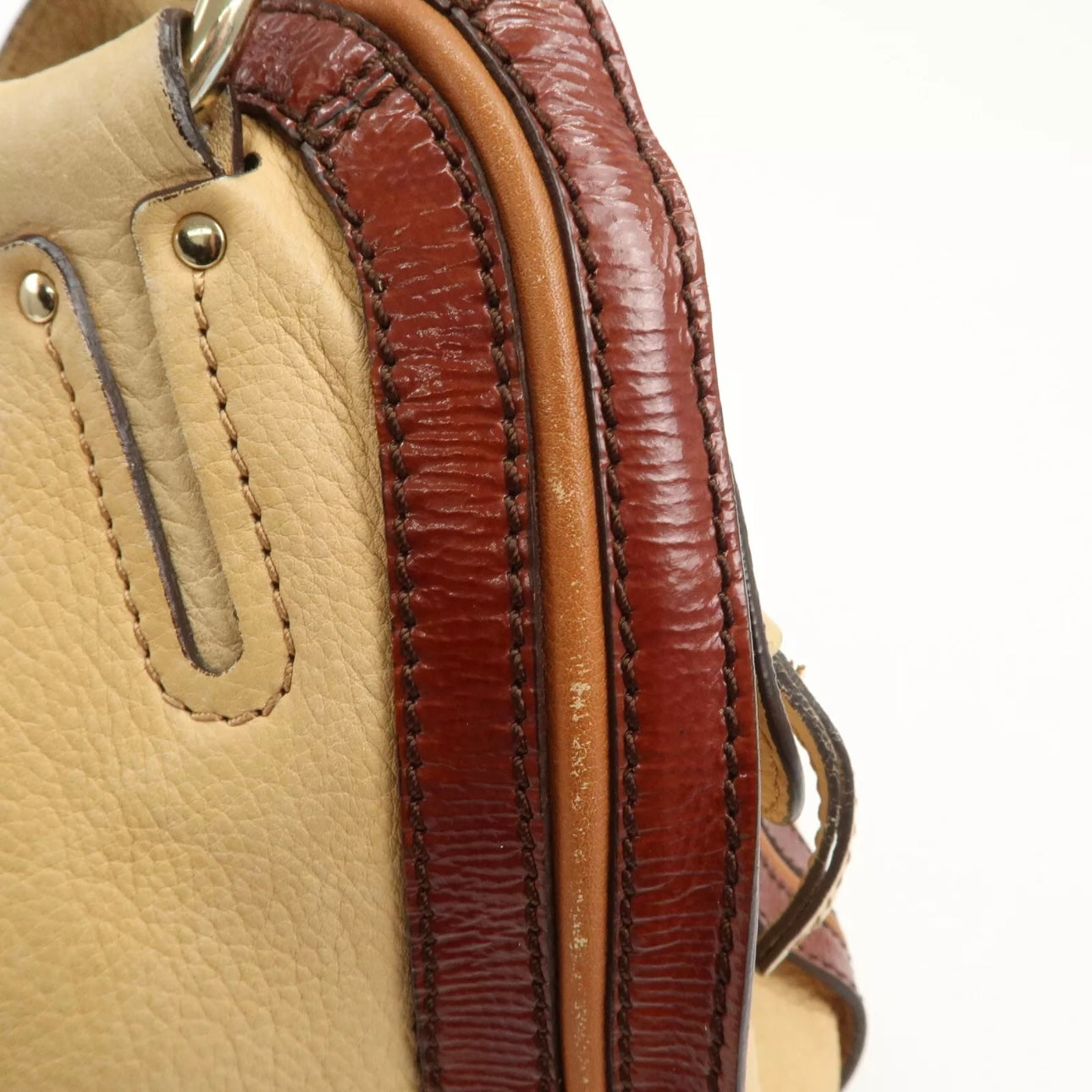 CELINE Bitter Sweet Leather Shoulder Bag Beige Brown Gold Hardware