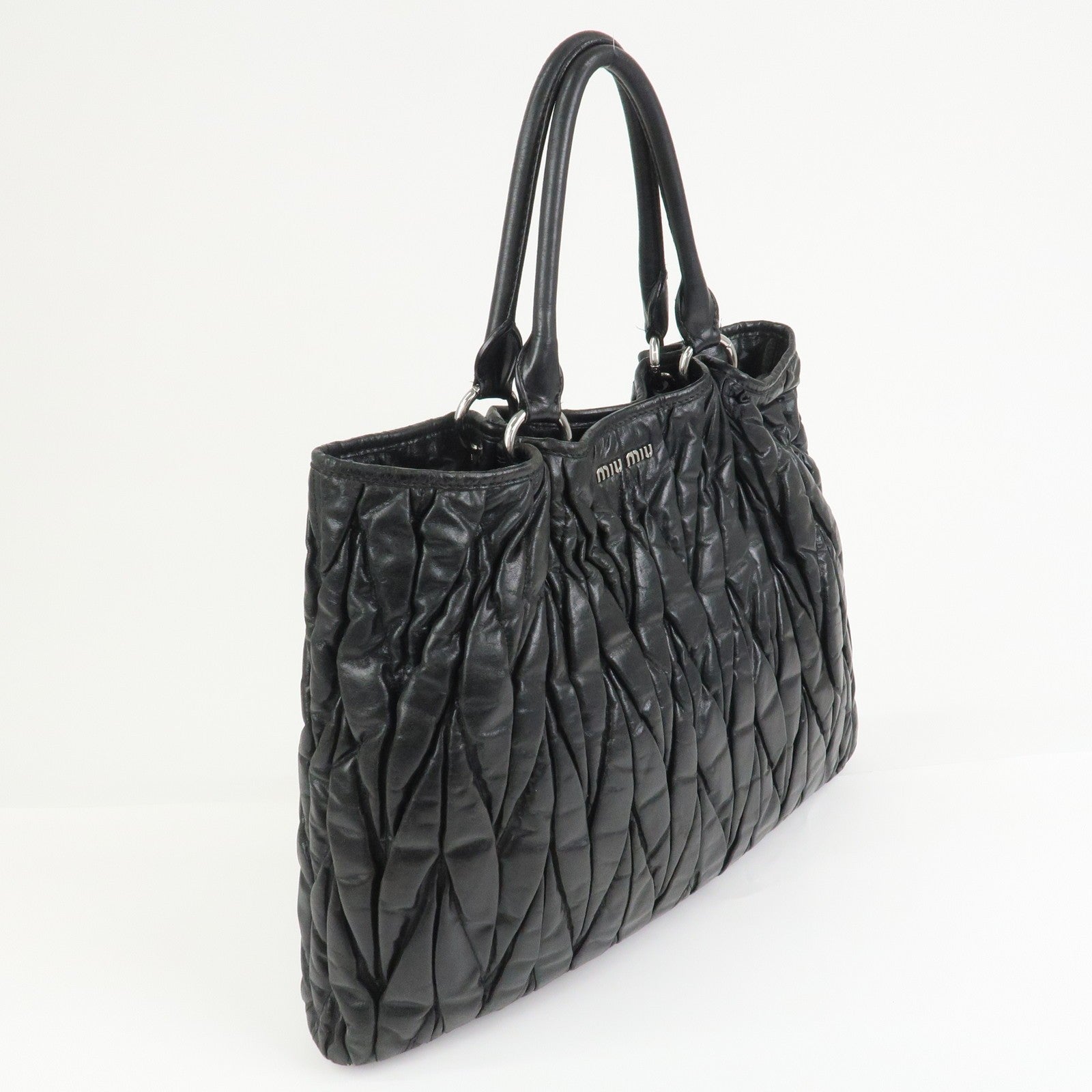 Miu Miu Matelasse 2Way Hand Bag - Black, Leather