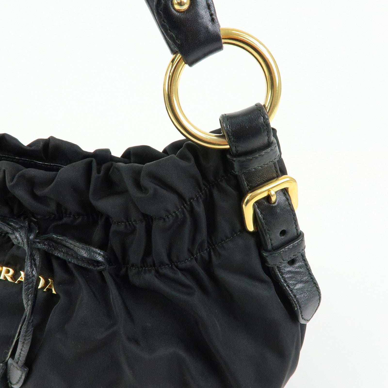 Prada Ribbon Shoulder Bag - Black, Nylon and Leather
