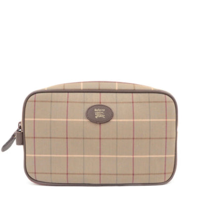 Burberry BURBERRY burberrys Plaid Canvas Leather Clutch Bag - Khaki, Brown, Canvas, Leather