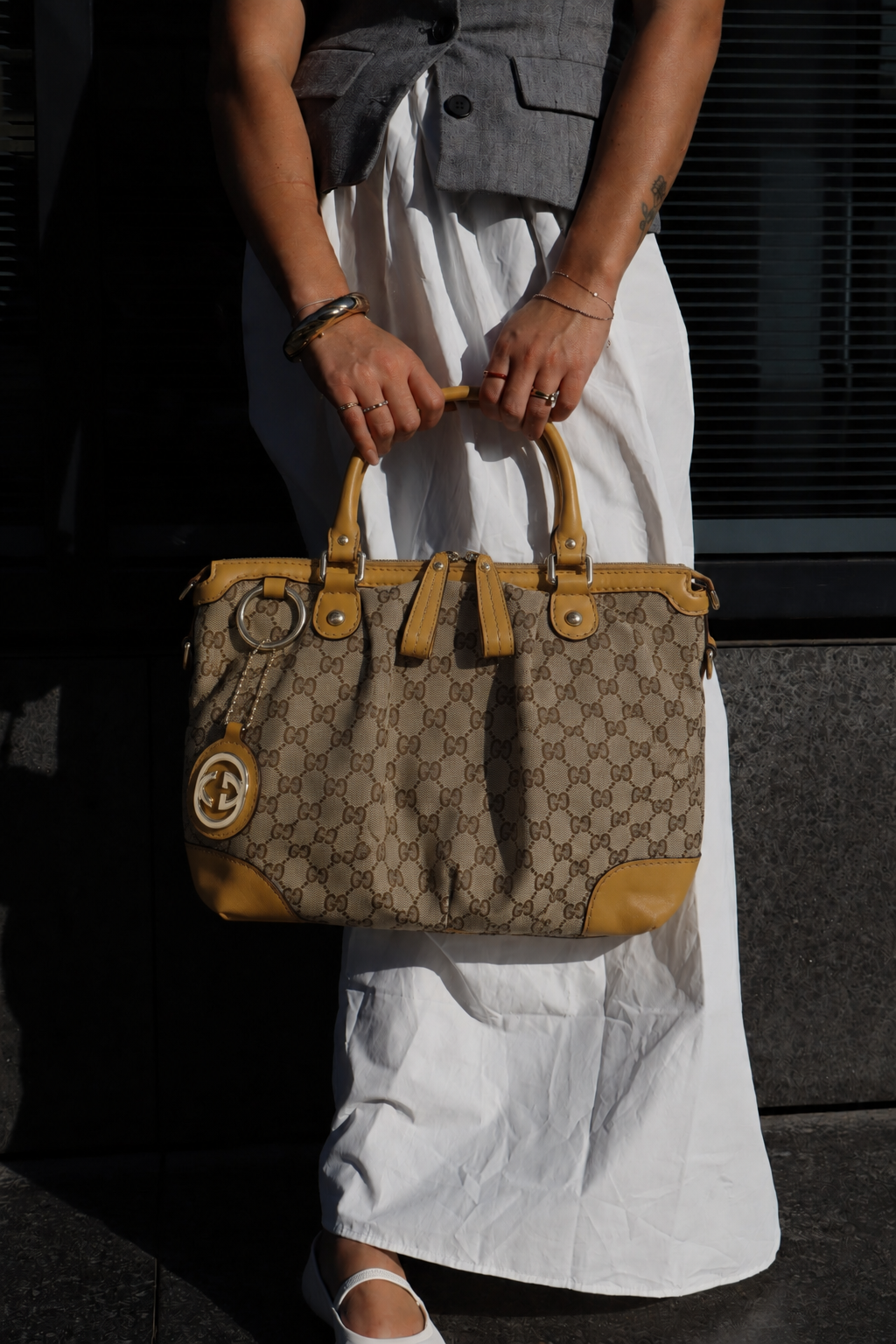 GUCCI Sukey Interlocking GG Canvas Leather 2Way Shoulder Bag