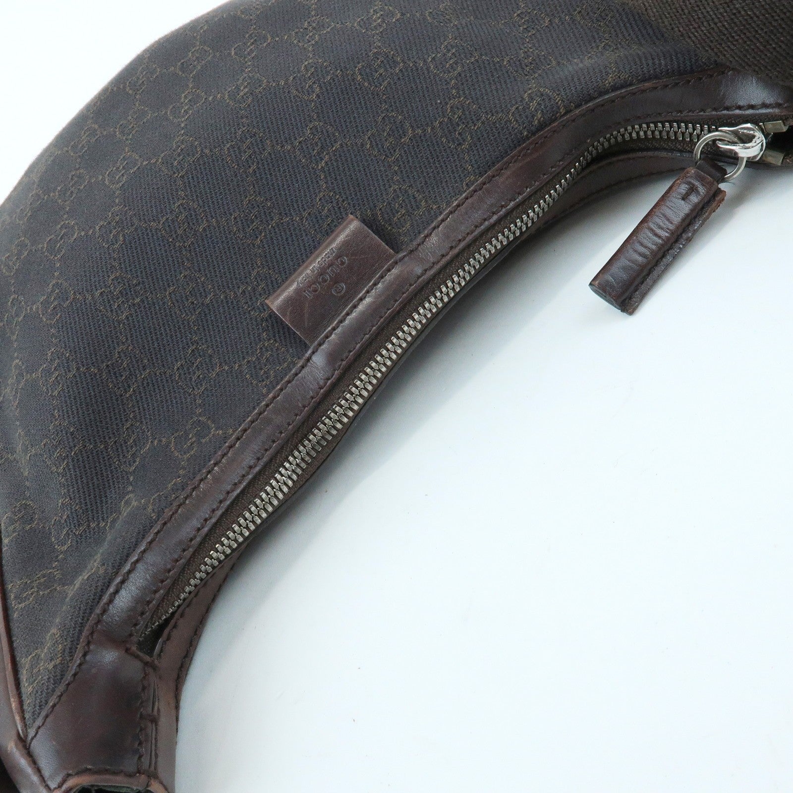 Gucci 101682 Shoulder Crossbody Bag - Dark Brown, GG Denim and Leather