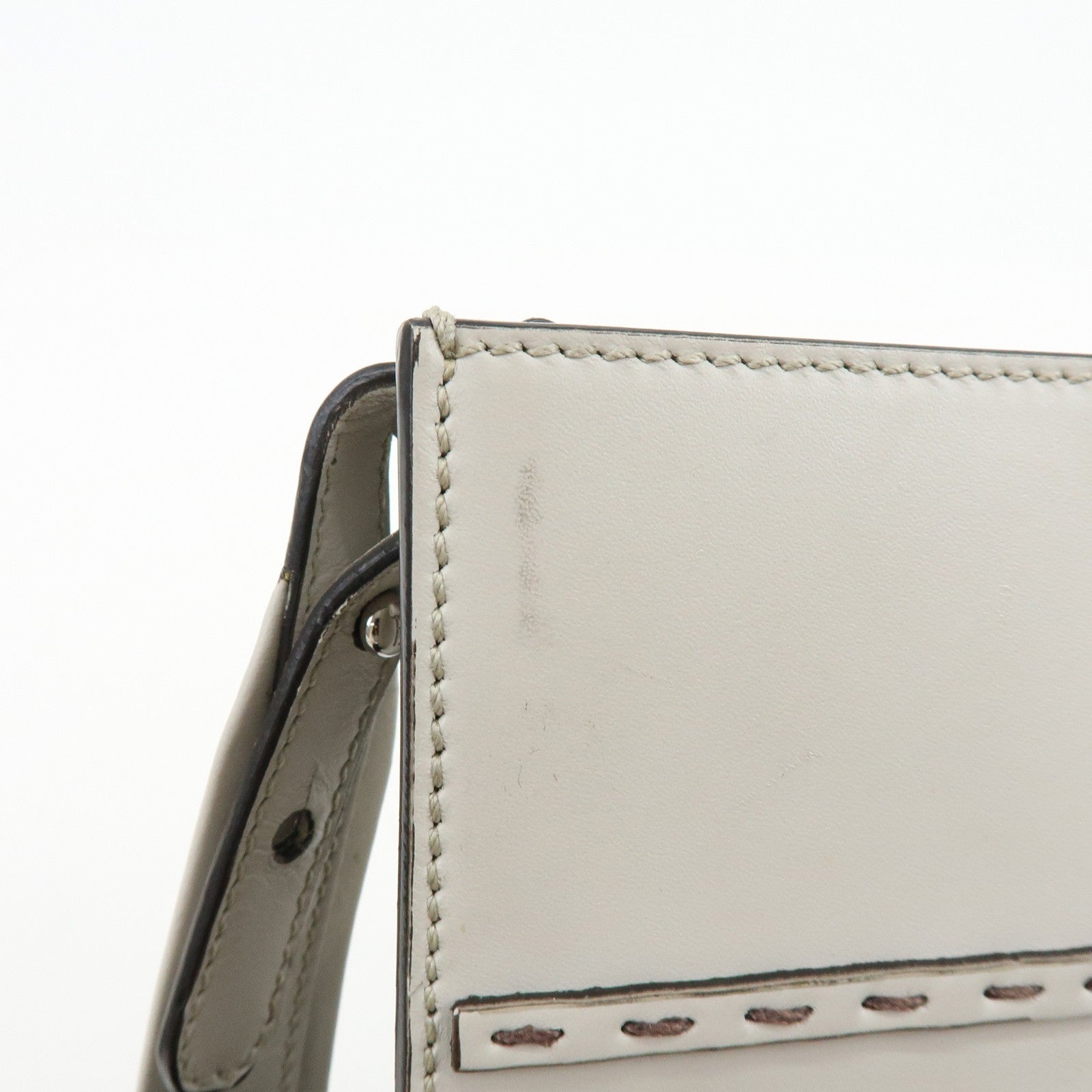 Fendi Logo Shoulder Bag - Light Grey, Leather