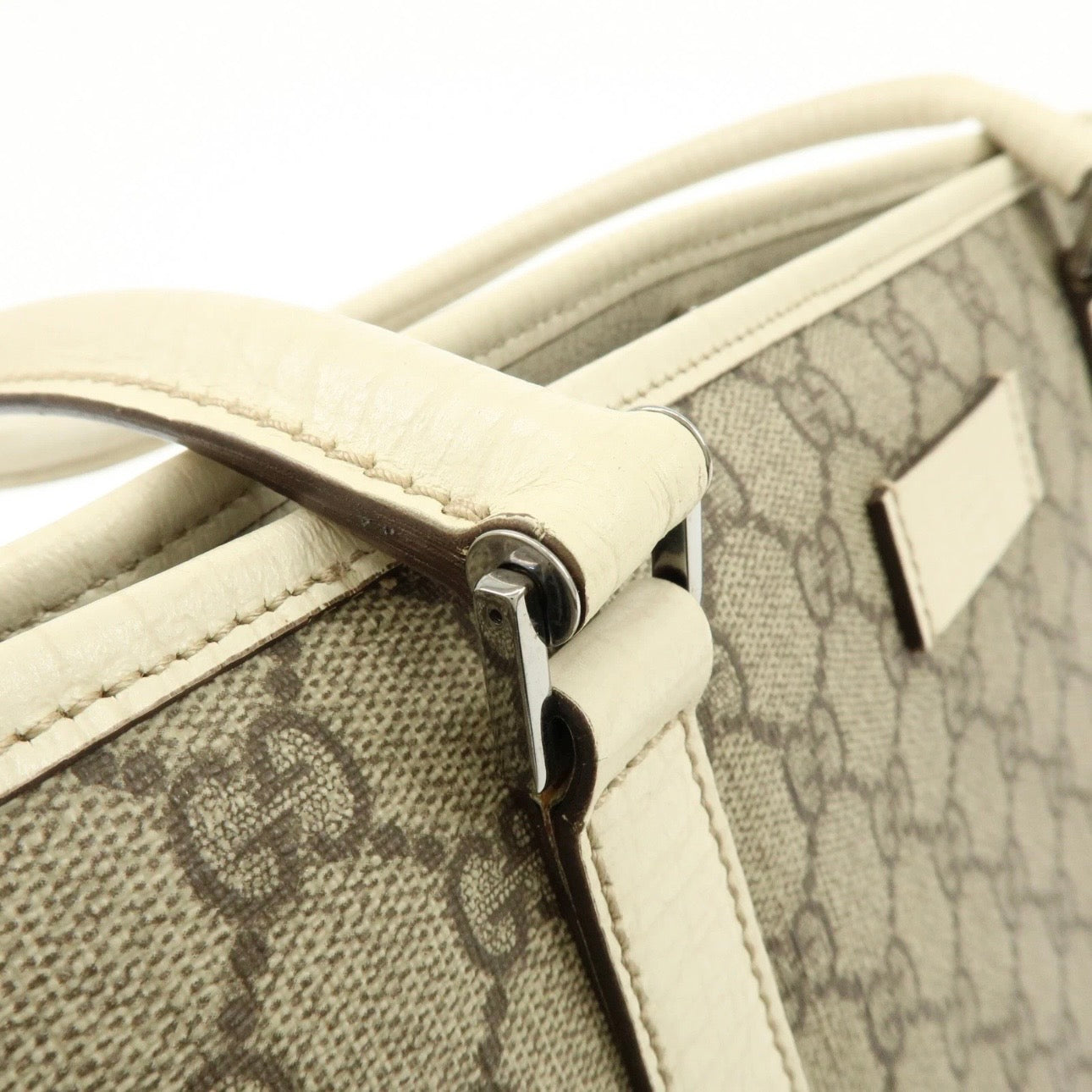 GUCCI GG Canvas Leather Shoulder Bag Tote Bag