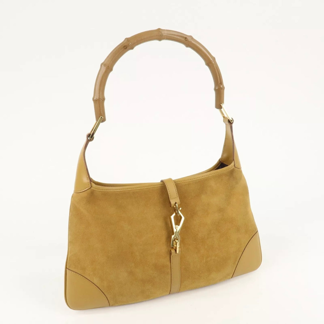 GUCCI Bamboo Suede Leather Shoulder Bag
