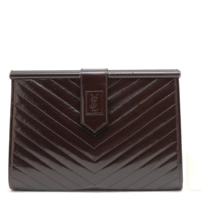 Saint Laurent Yves Saint Laurent Clutch Bag - Dark Brown, Leather