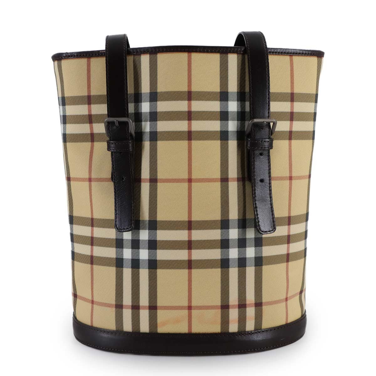 Burberry Plaid Tote Bag - Beige, PVC Leather