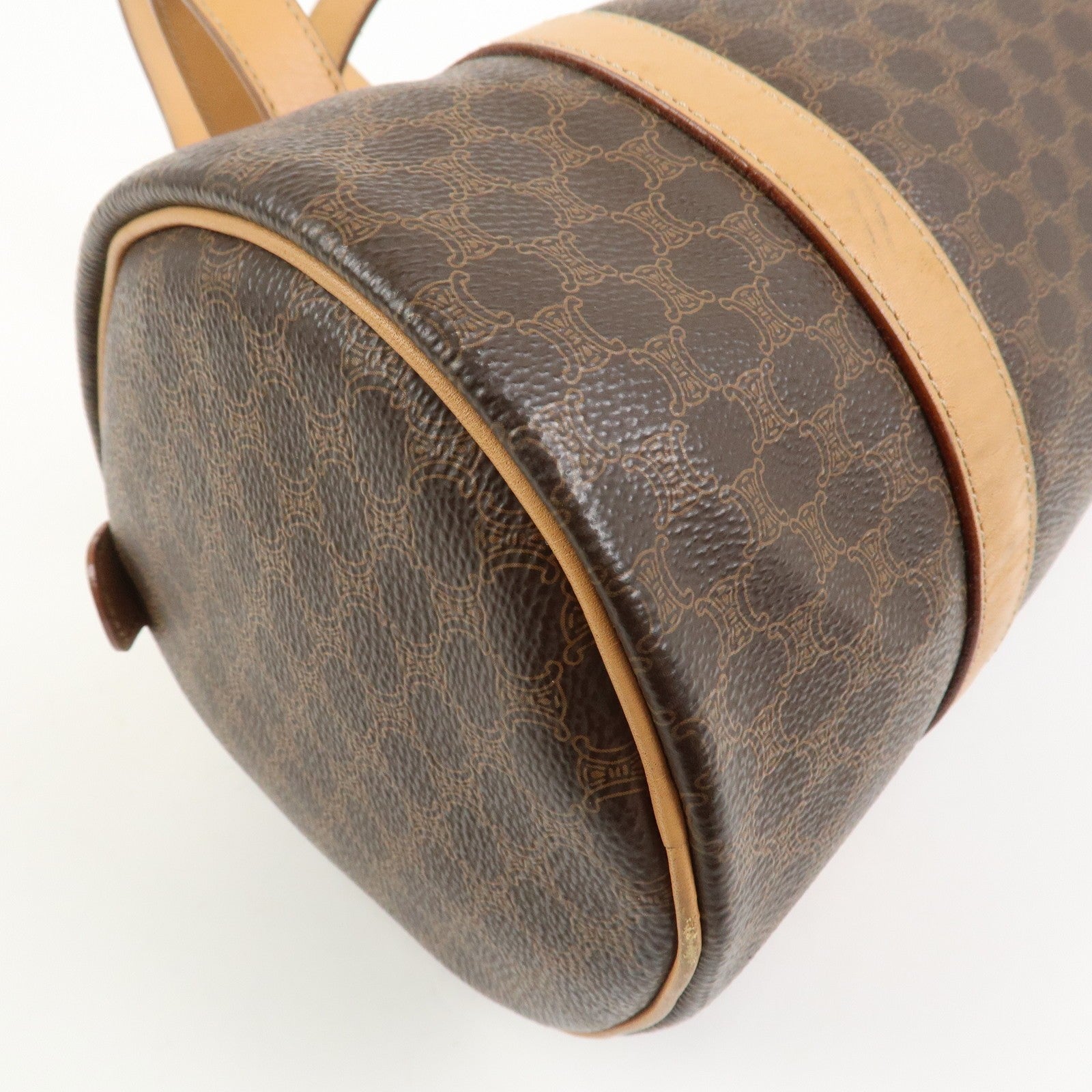 Celine Macadam Canvas Leather Boston Bag - Brown, PVC Coating Canvas, Leather