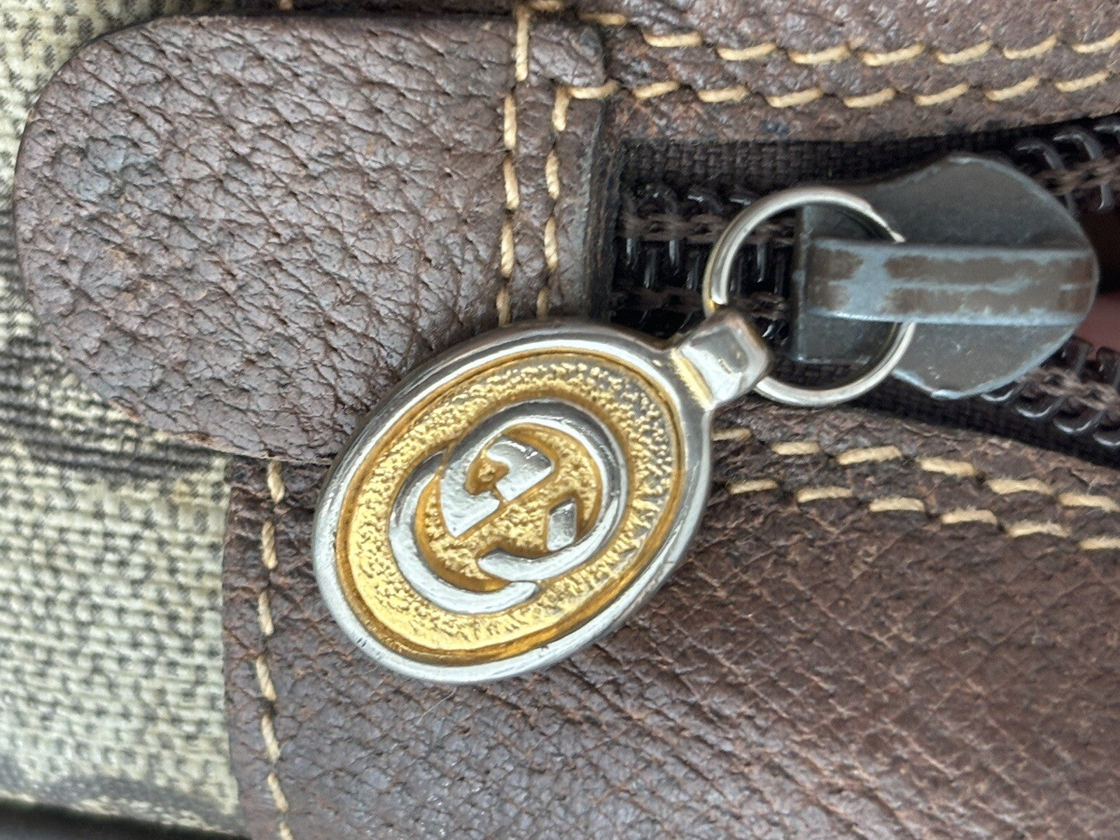Gucci Sherry Shoulder Bag - Brown, PVC/Leather