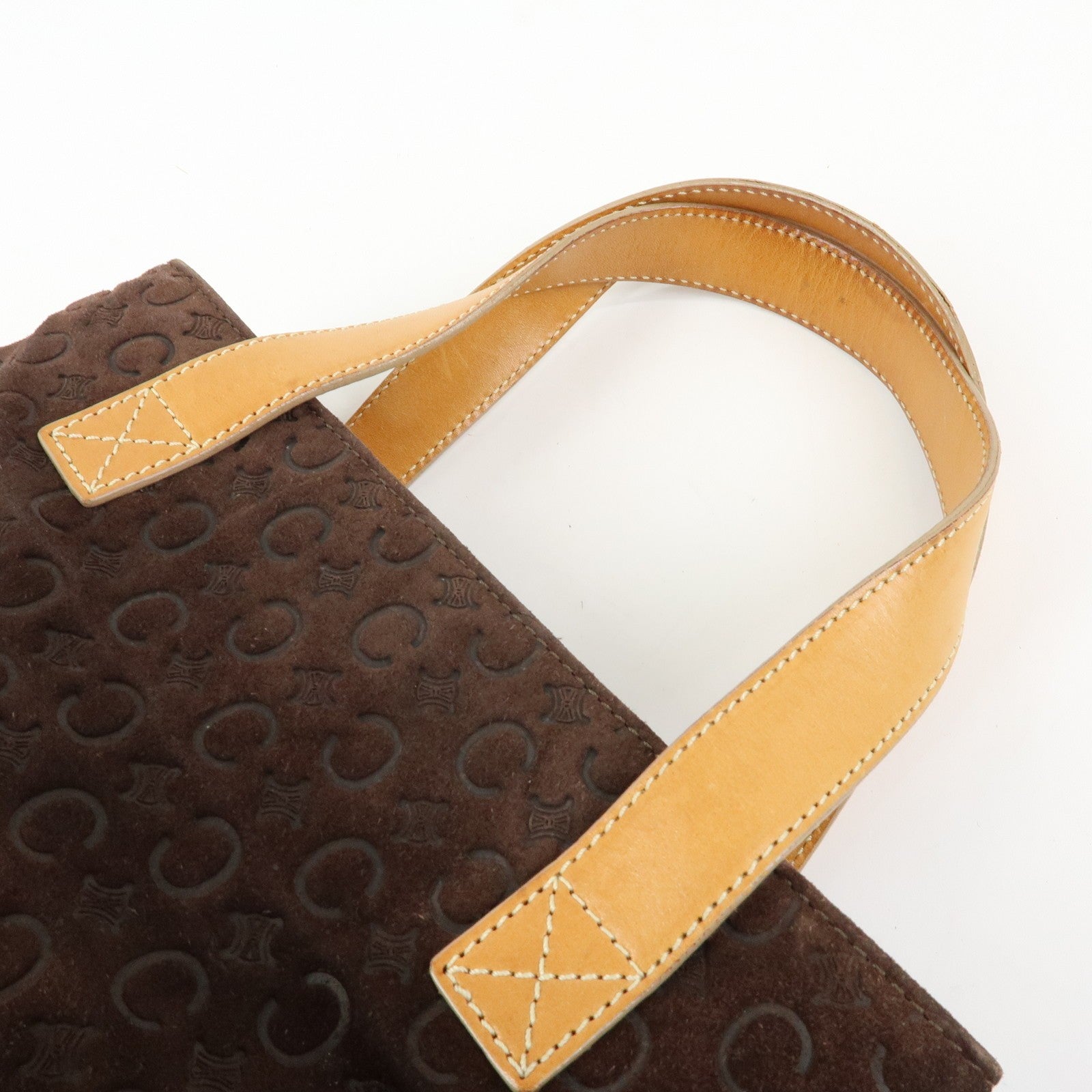 Celine C Macadam Hand Bag - Dark Brown, Suede Leather