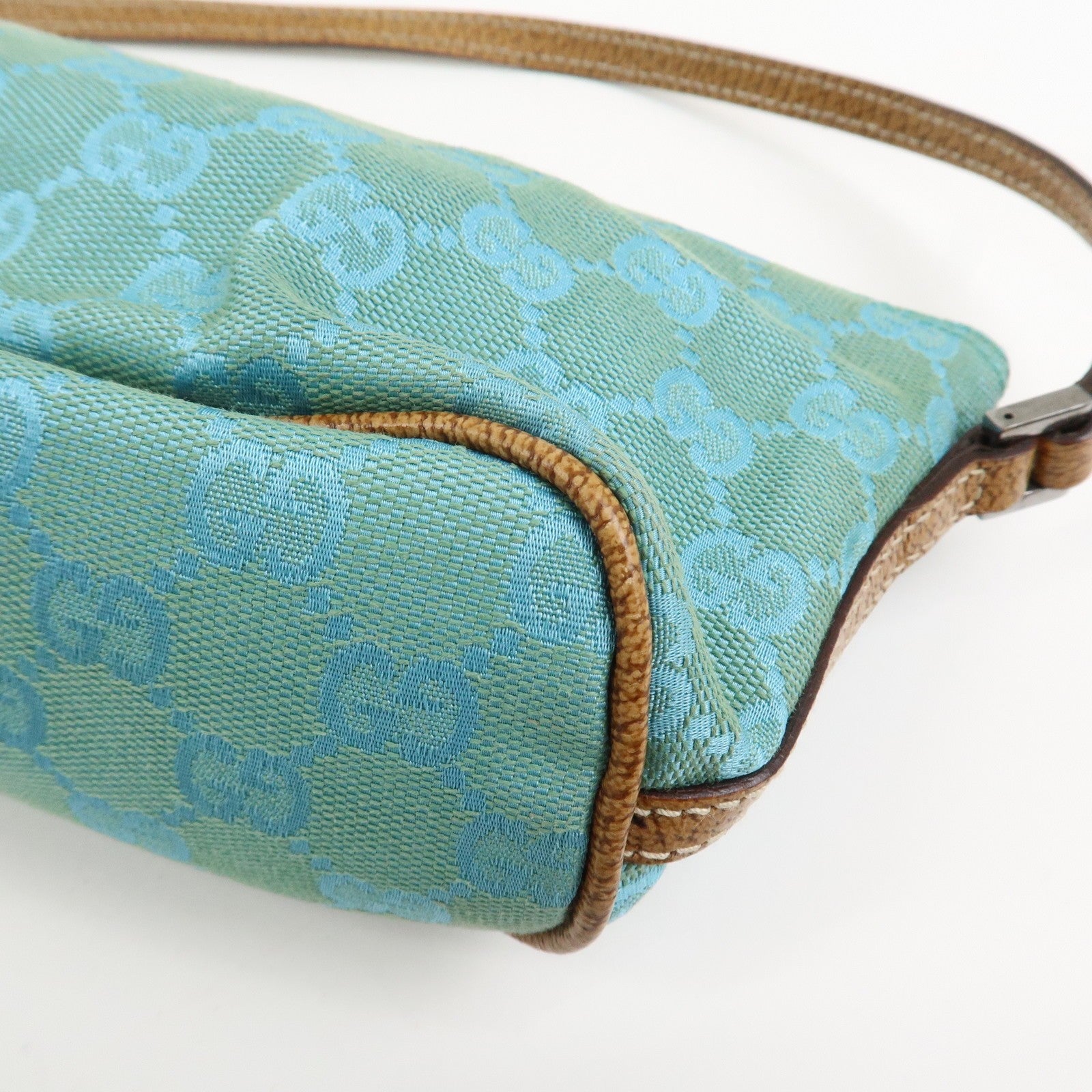 Gucci Boat Hand Bag - Light Blue, GG Canvas, Leather