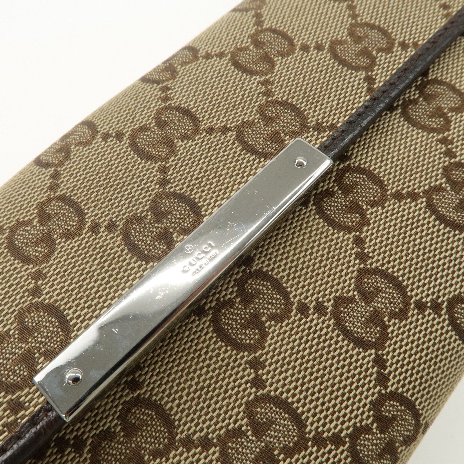 Gucci GG Canvas Leather Bi-fold Long Wallet - Dark Brown, Leather