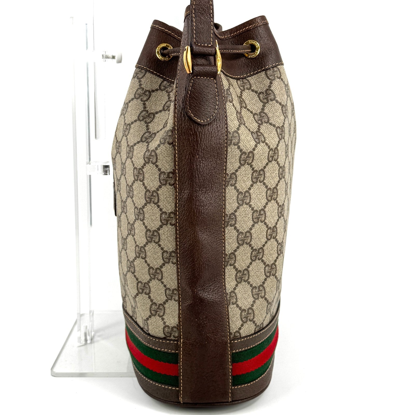 Gucci Vintage GG Sherry Line Shoulder Bag - Beige, Leather