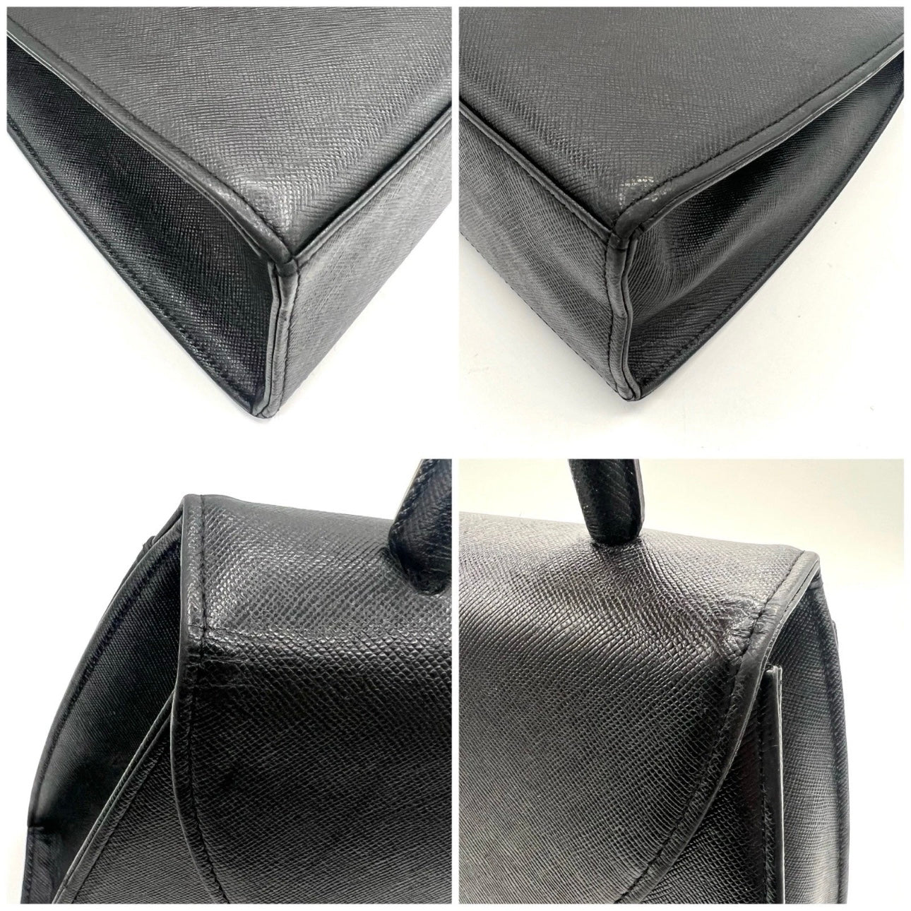 Yves Saint Laurent Hand bag Leather Vintage Black Authentic