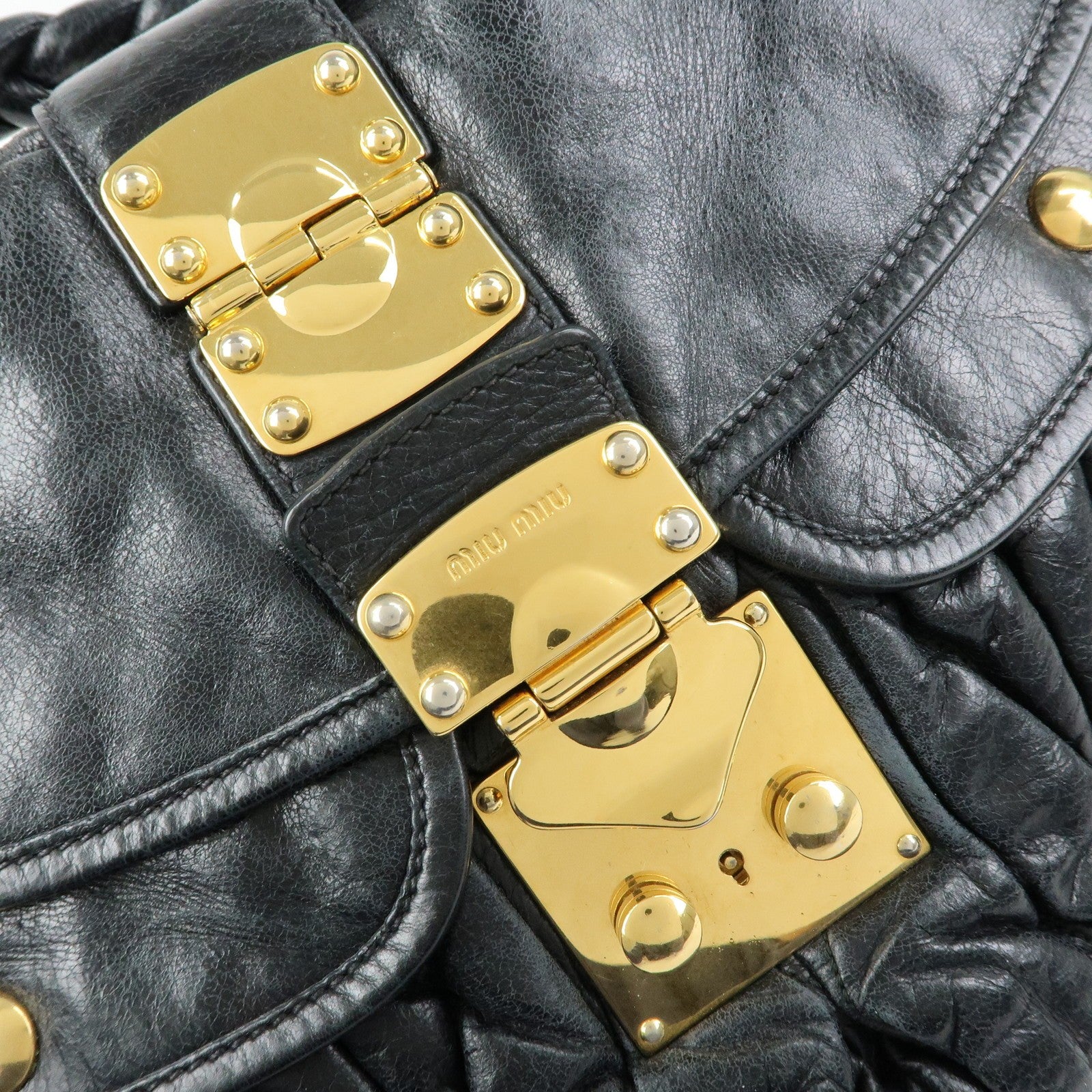 Miu Miu Matelasse Hand Bag - Black, Leather