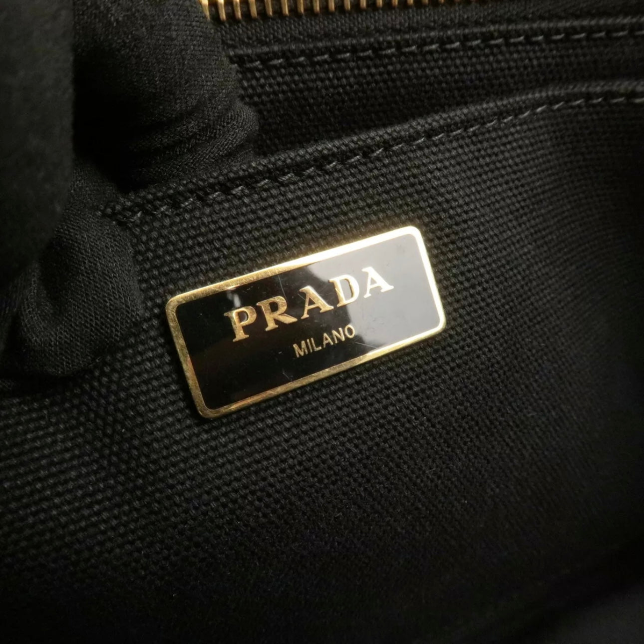 Prada Canapa Mini Canvas Tote Bag Hand Bag Black