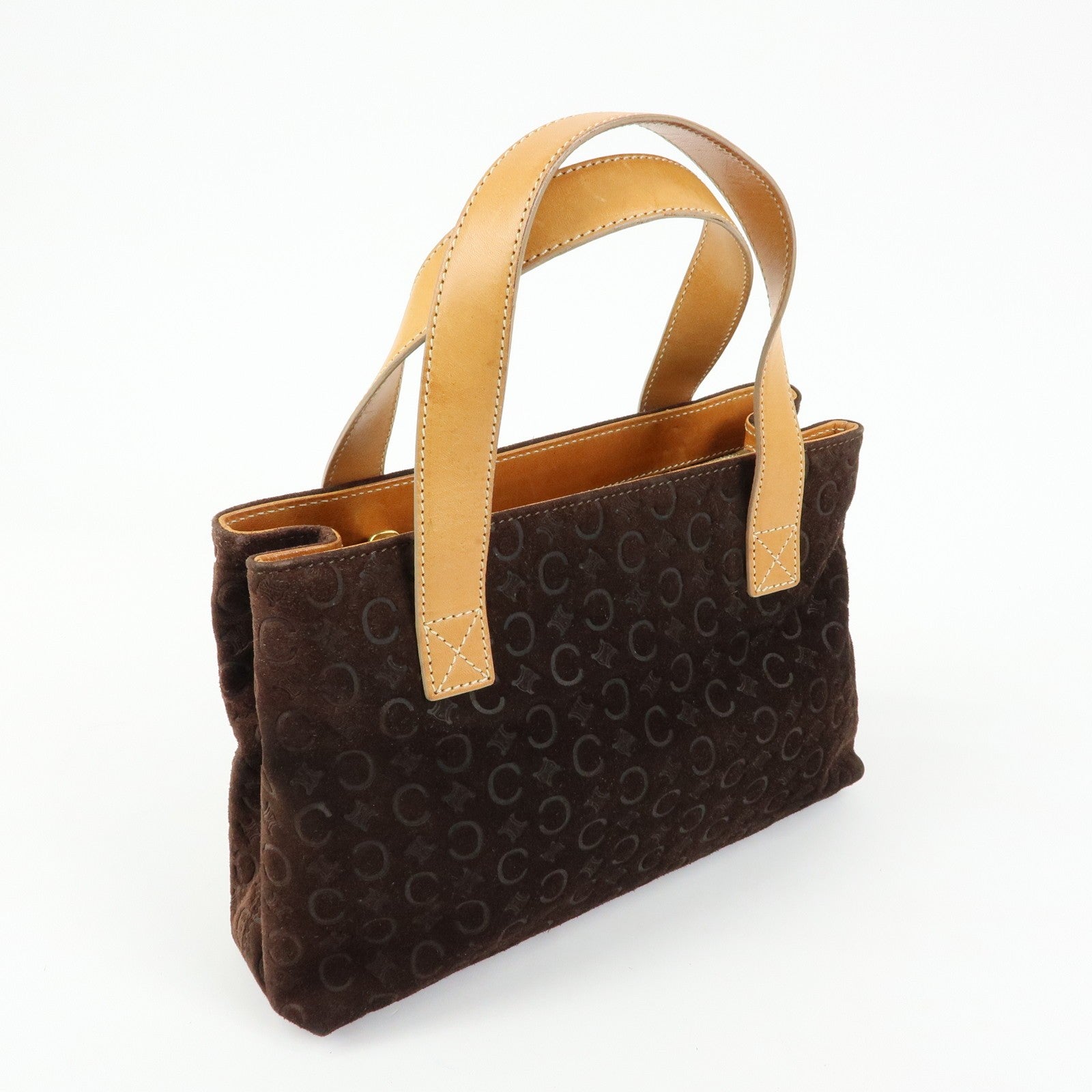 Celine C Macadam Hand Bag - Dark Brown, Suede Leather