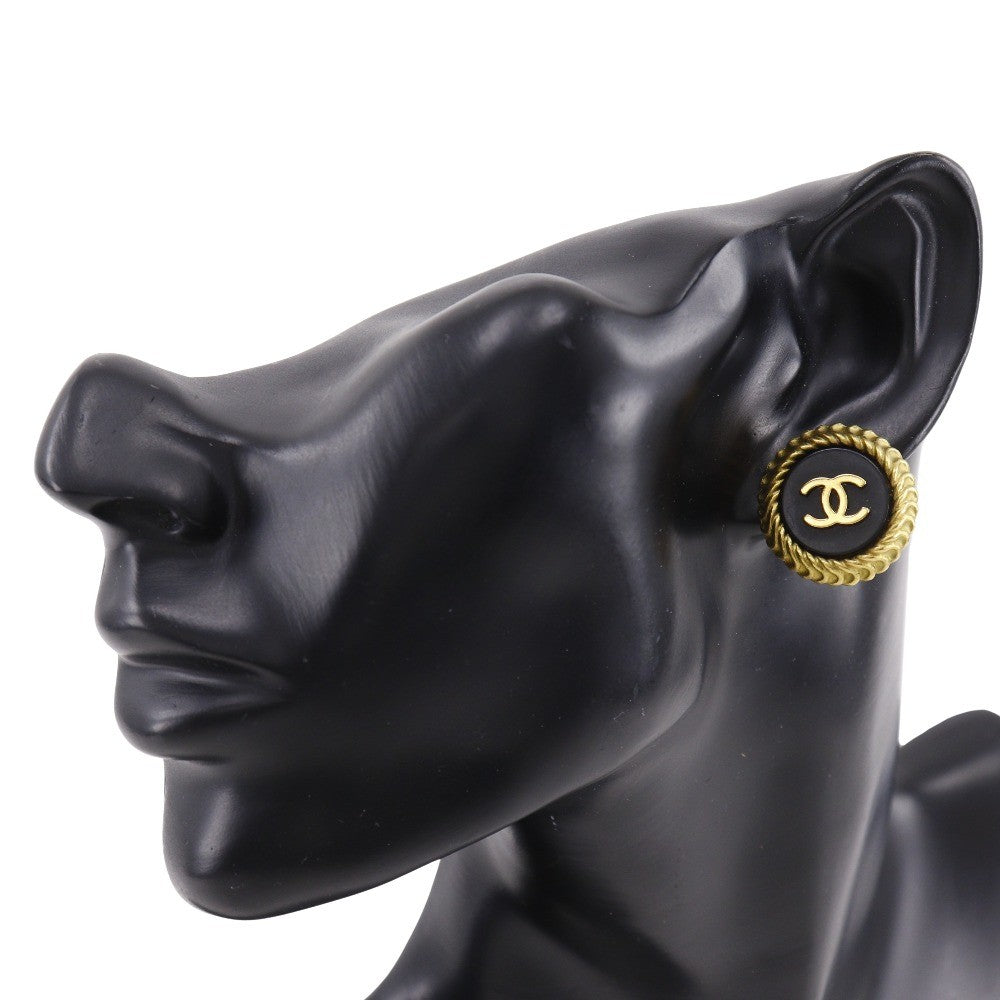 Chanel COCO Mark Earring - Black, Plated Gold