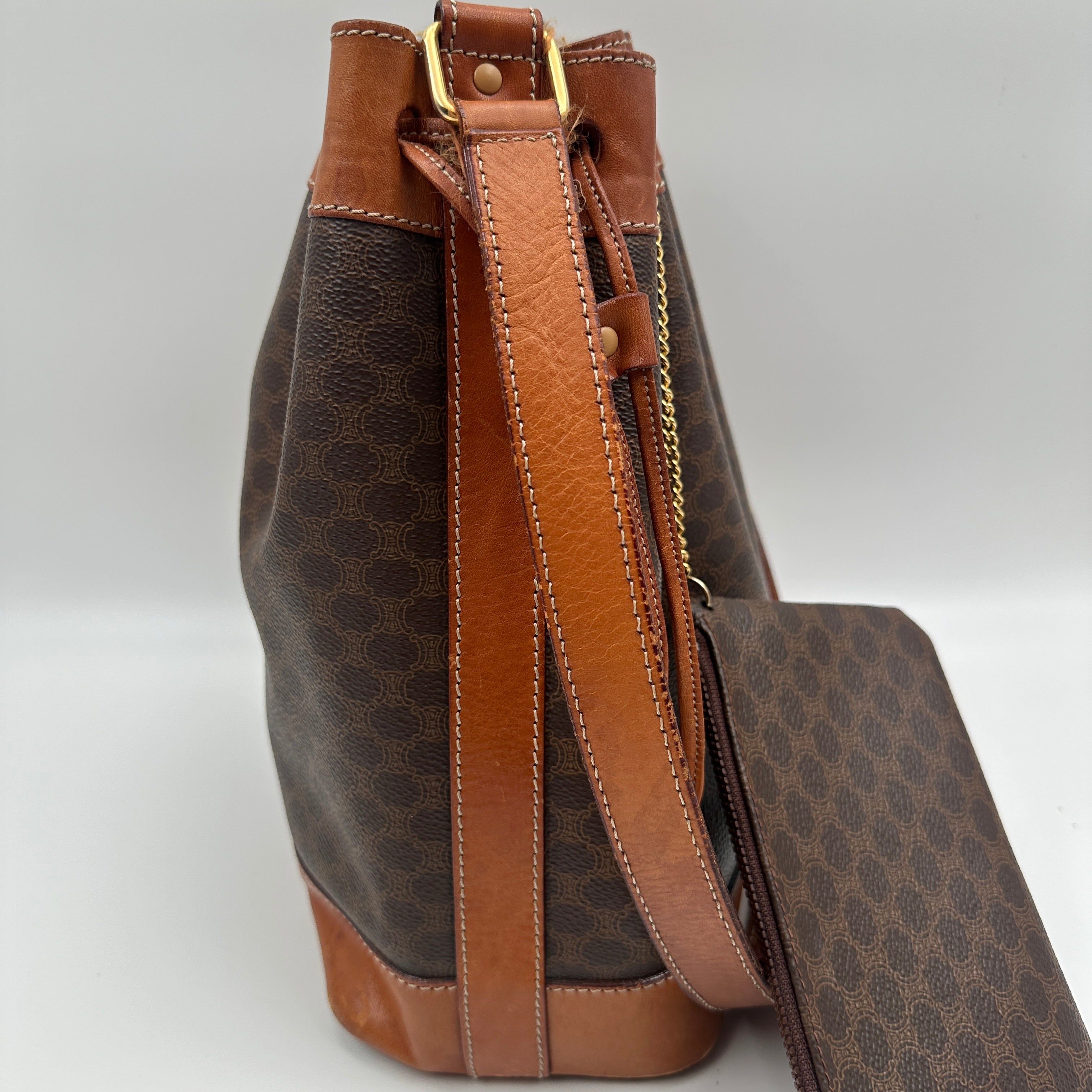 Macadam Bucket Shoulder Bag with wallet